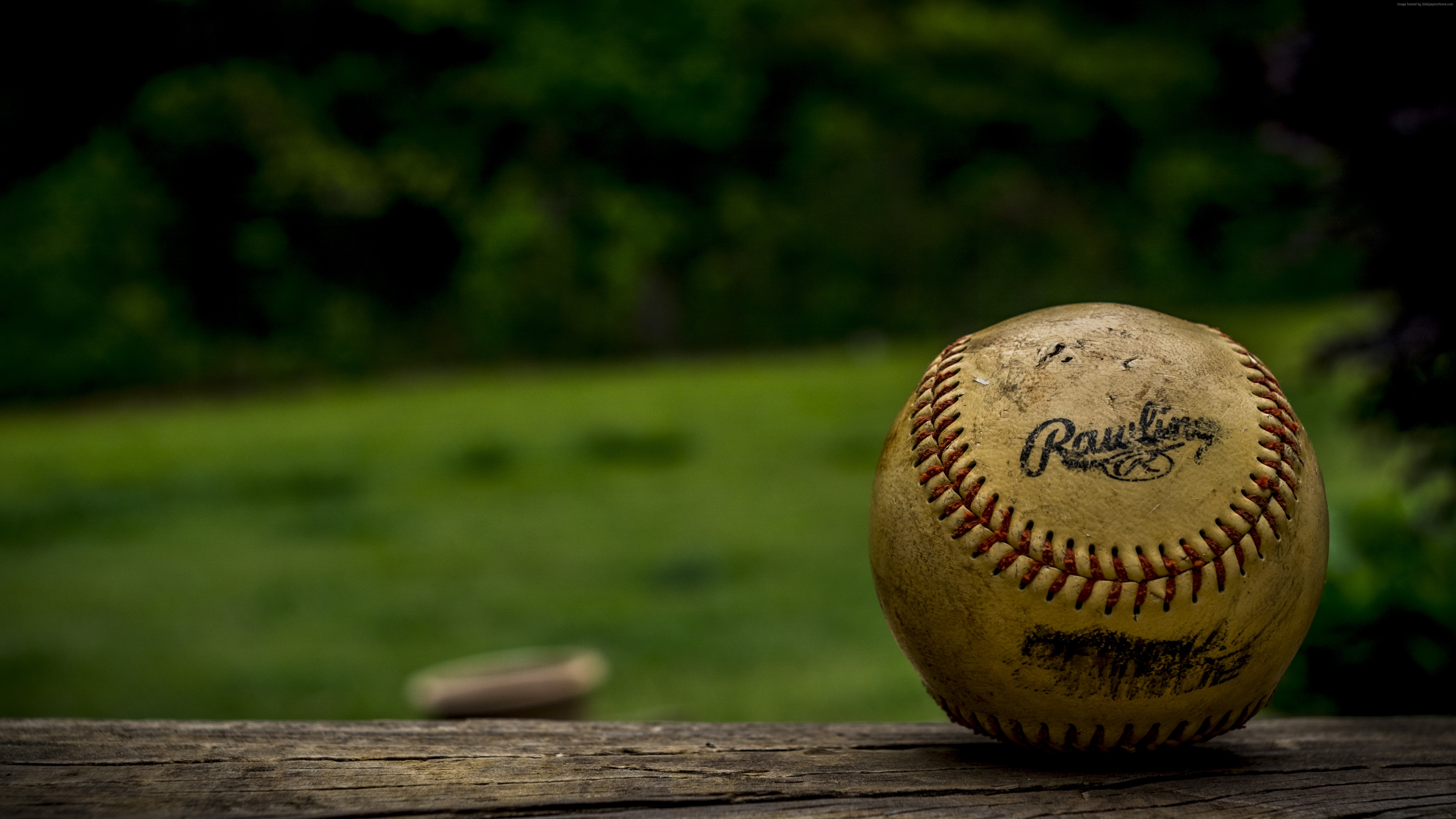 Rawlings Baseball on a Wooden Surface HD Wallpaper