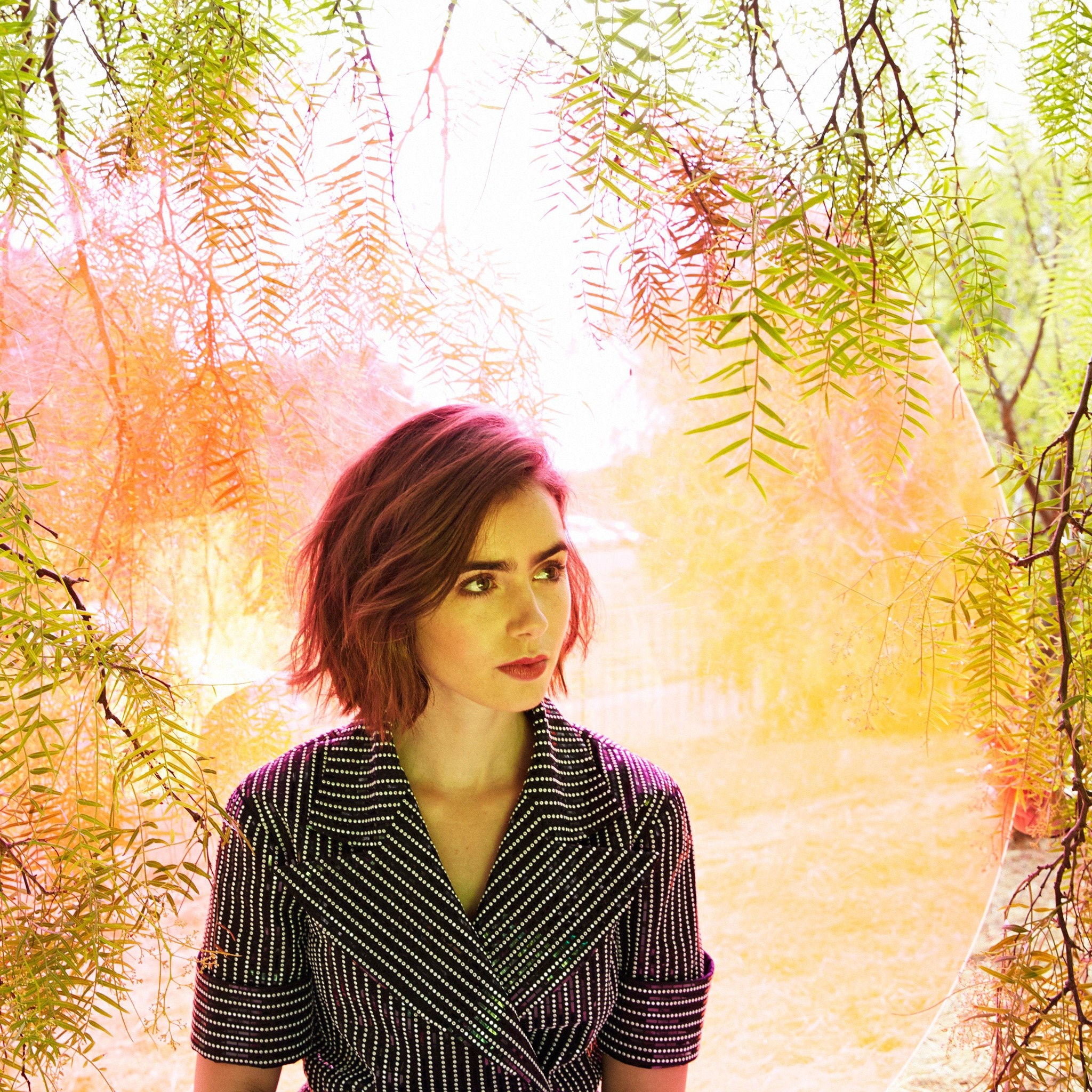 Lily Collins in a fashion photoshoot HD Wallpaper