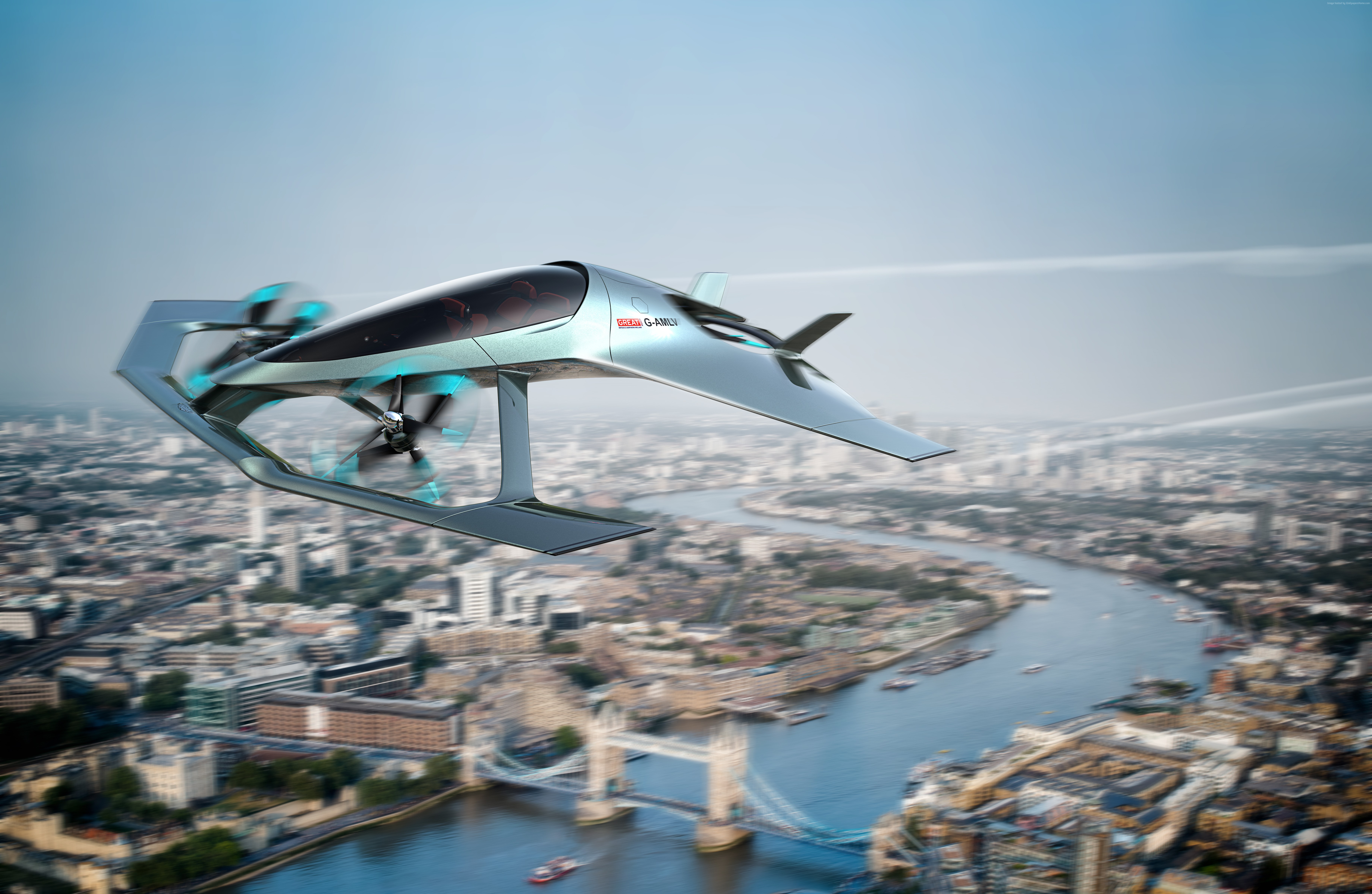 Aston Martin Volante Vision Concept Flying Taxi over London HD Wallpaper