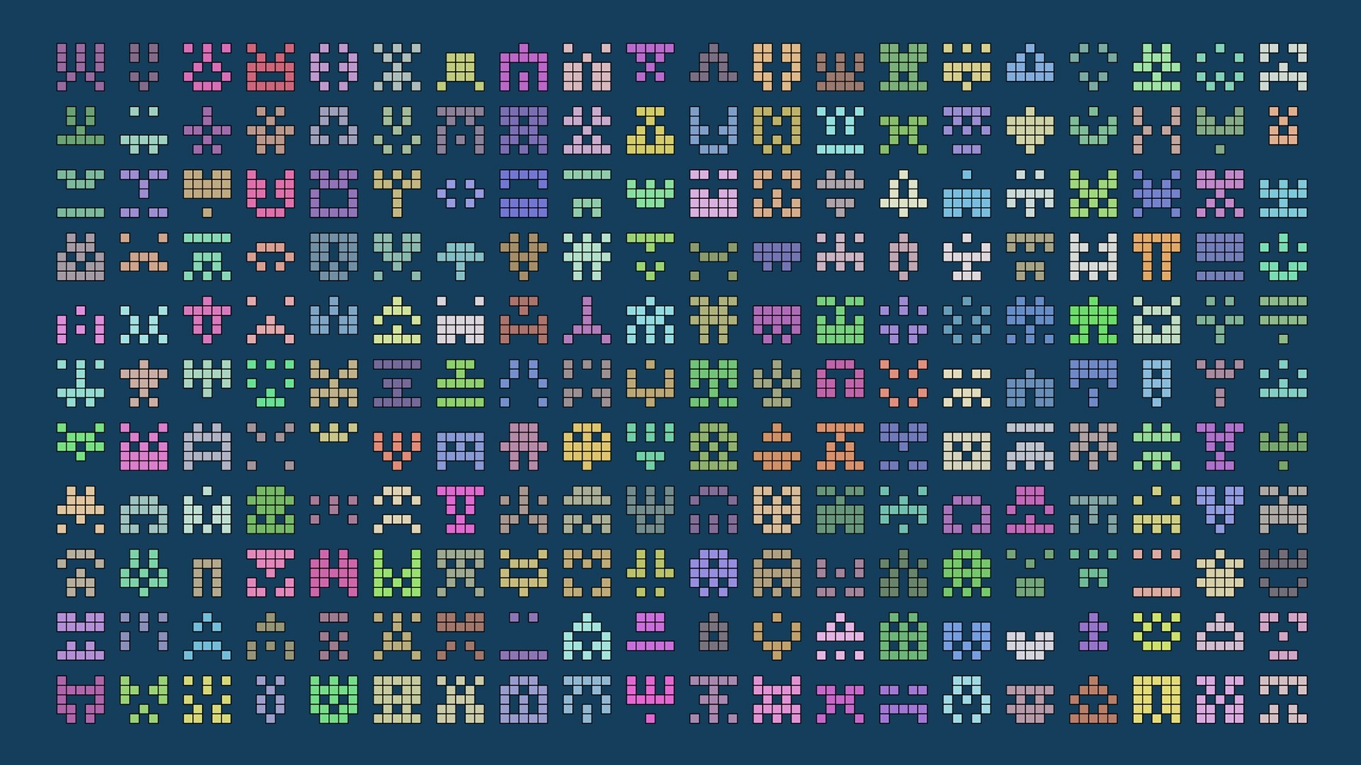 Generative pixel art icons in various colors HD Wallpaper