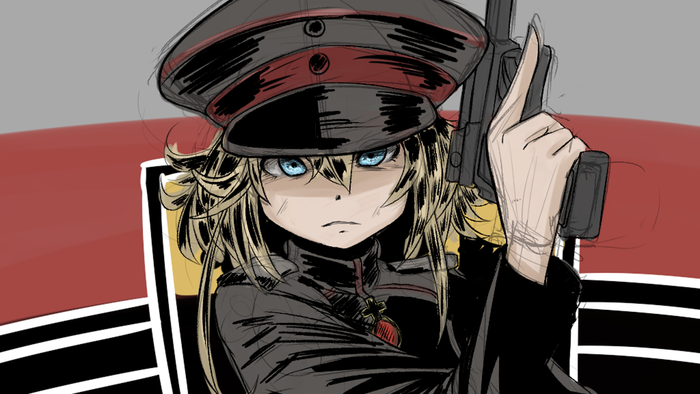 Tanya Degurechaff from Youjo Senki holding a pistol HD Wallpaper