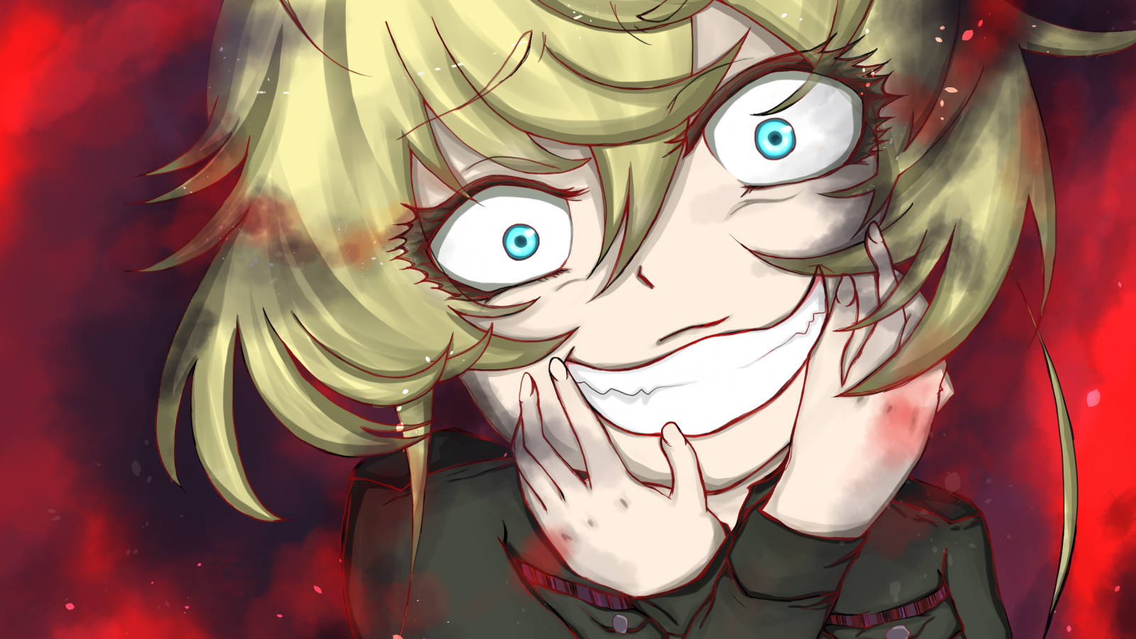 Tanya Degurechaff from Youjo Senki with a manic expression HD Wallpaper