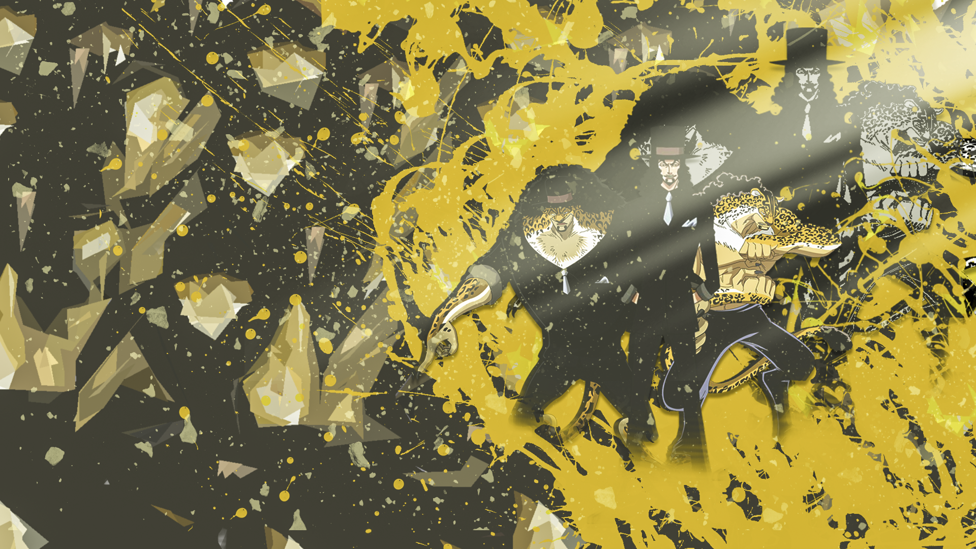 Rob Lucci and Kaku from One Piece with abstract background HD Wallpaper