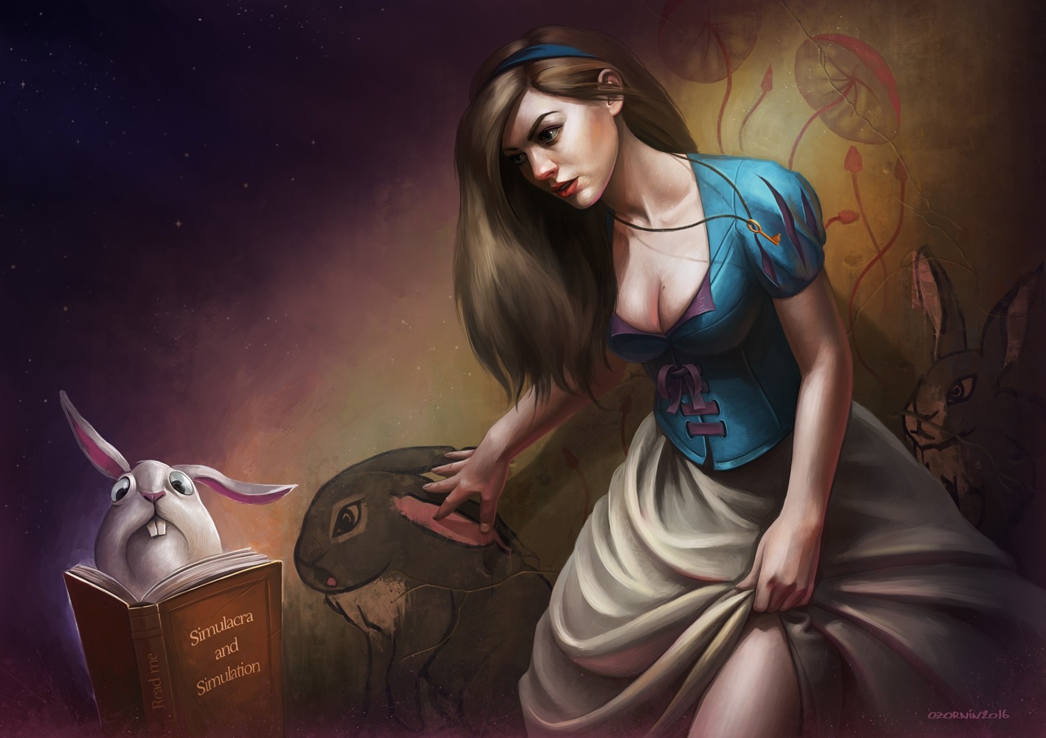 Alice in Wonderland fantasy art illustration HD Wallpaper