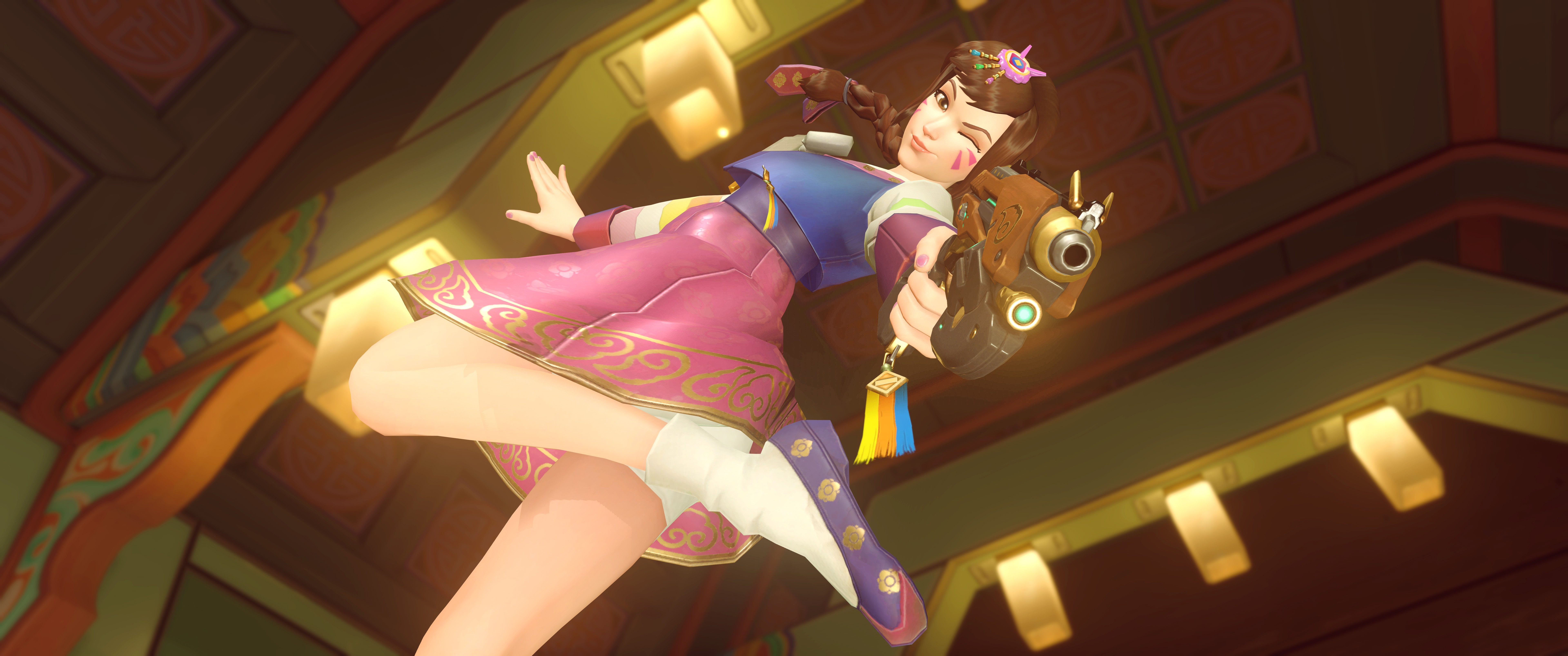 D.Va from Overwatch in traditional Korean attire HD Wallpaper