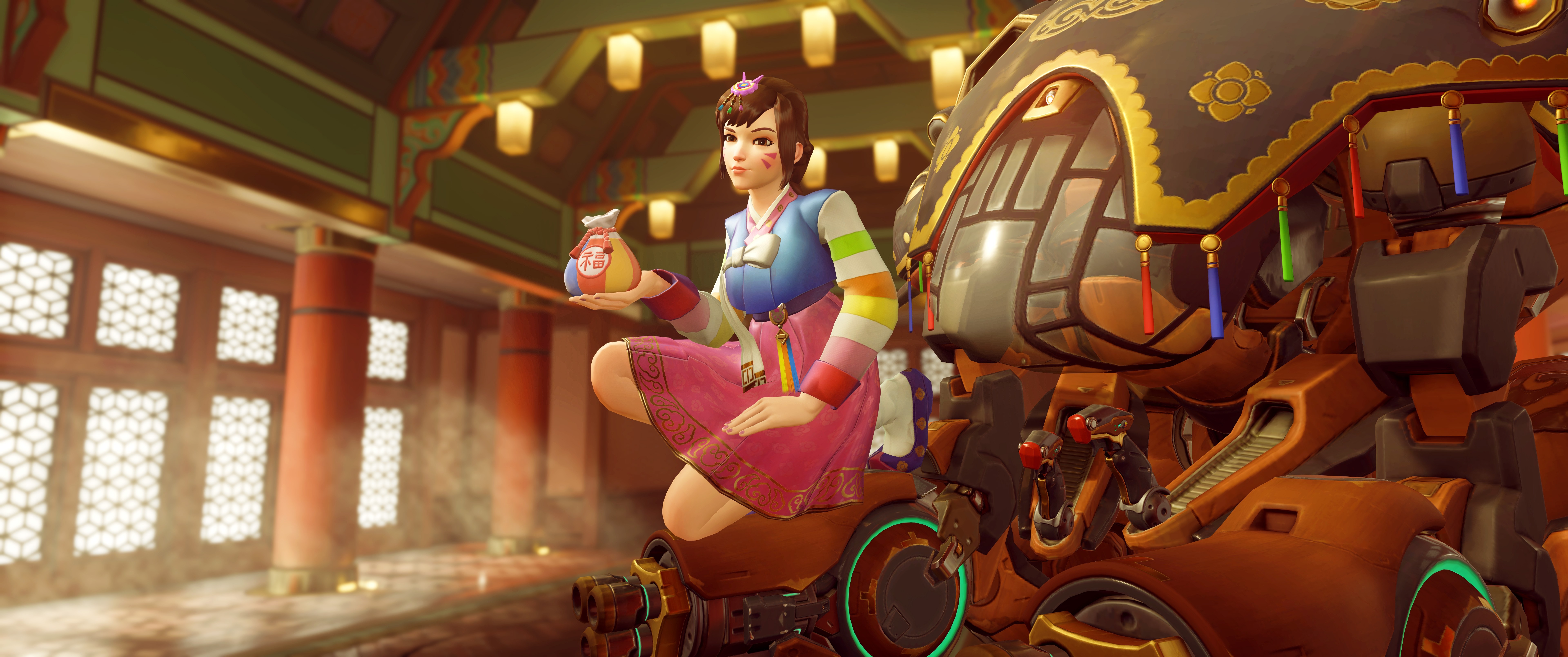 D.Va from Overwatch in traditional Korean attire HD Wallpaper