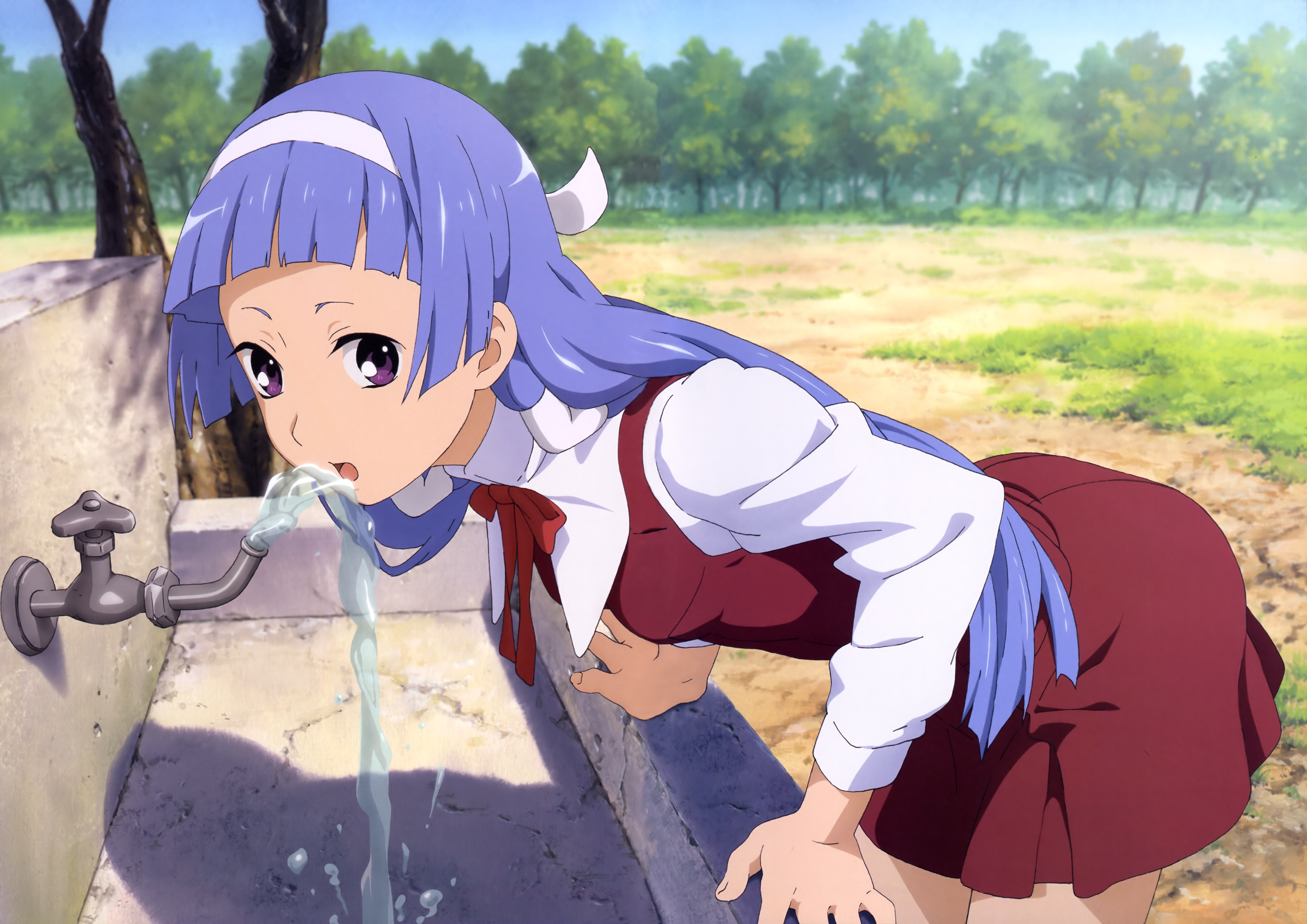 Nagi Kannagi drinking water from a tap HD Wallpaper