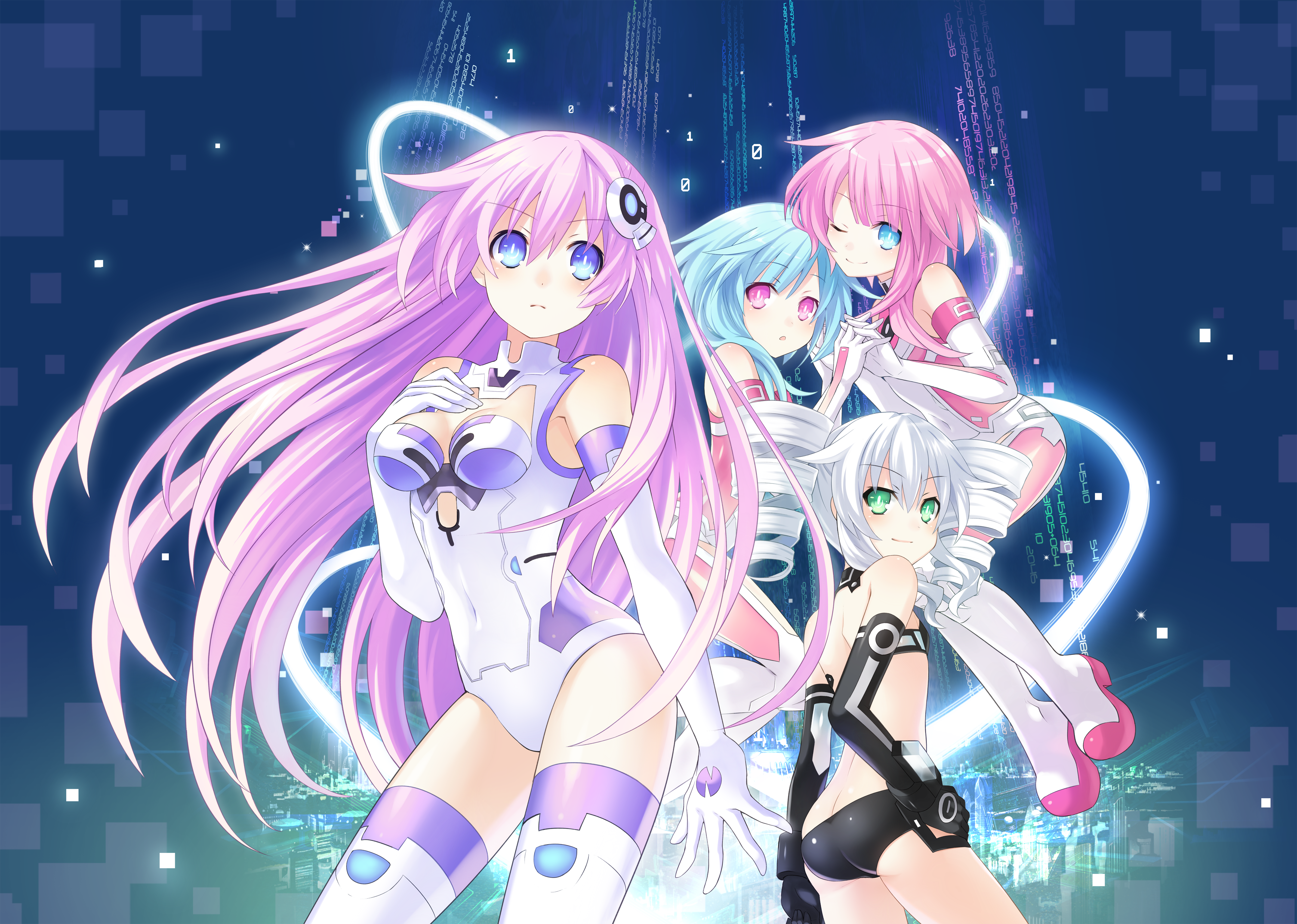 Four girls from Hyperdimension Neptunia HD Wallpaper