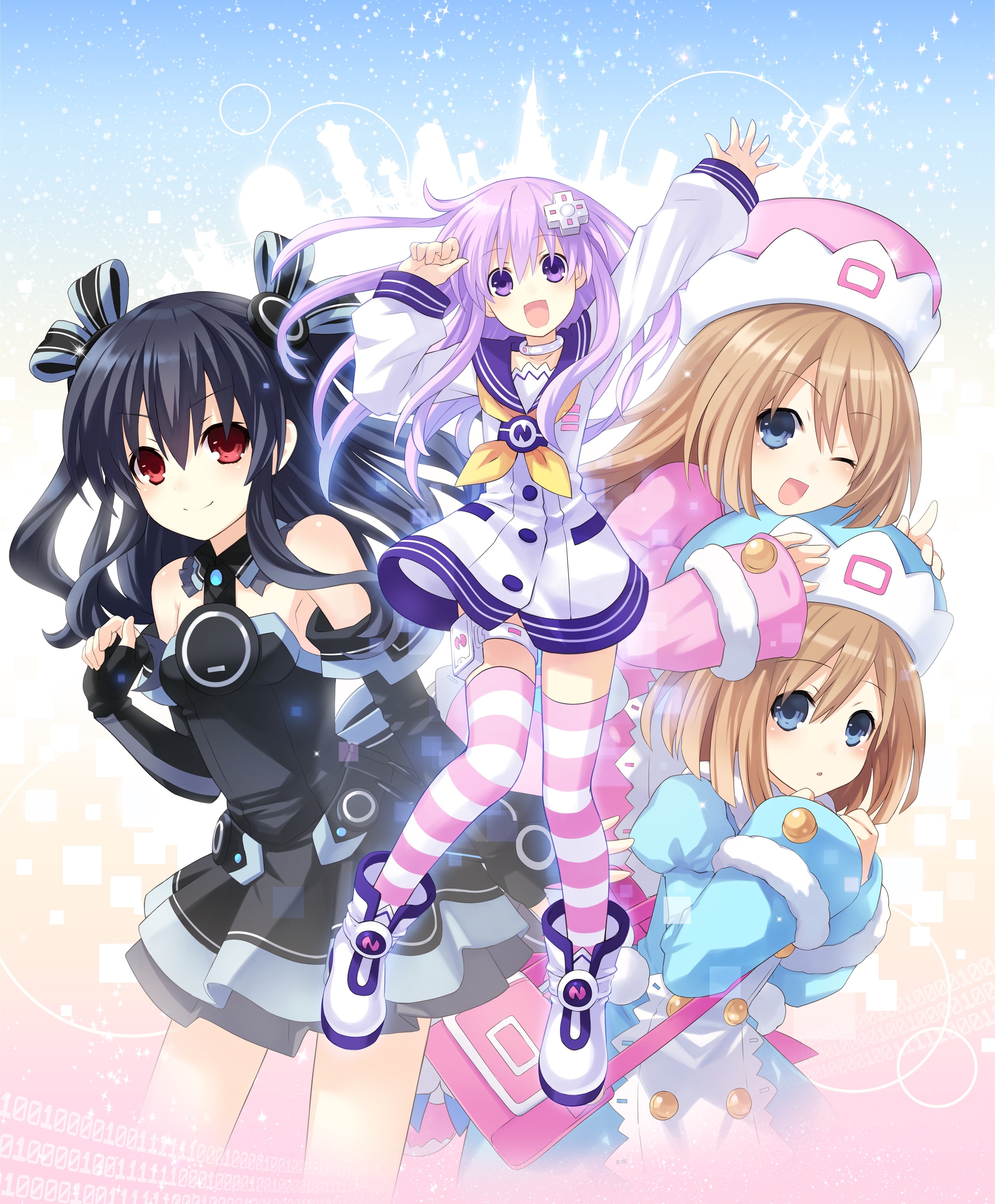 Hyperdimension Neptunia characters: Nepgear, Uni, Ram, and Rom HD Wallpaper