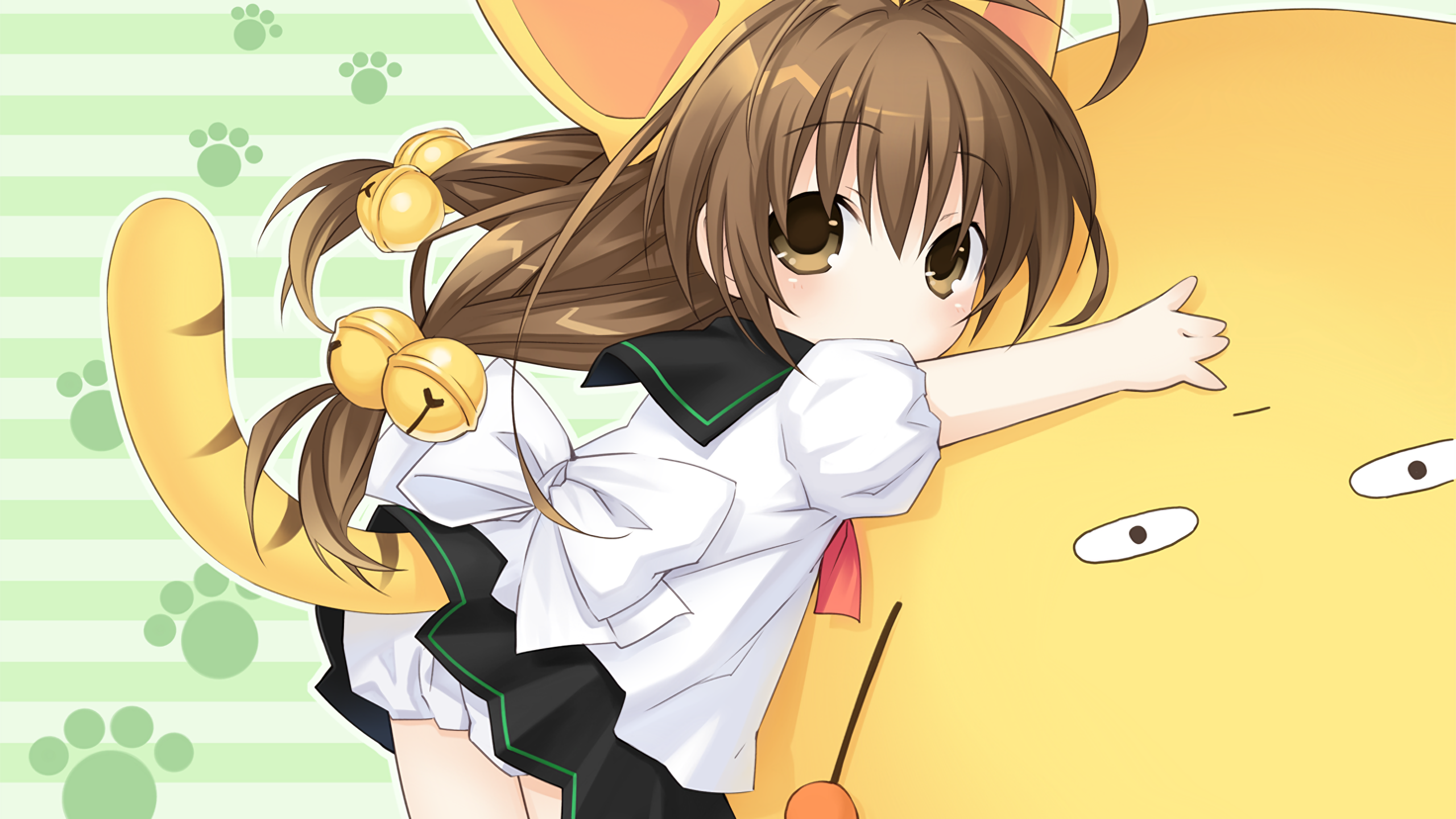 Nepgear from Hyperdimension Neptunia with a yellow creature HD Wallpaper
