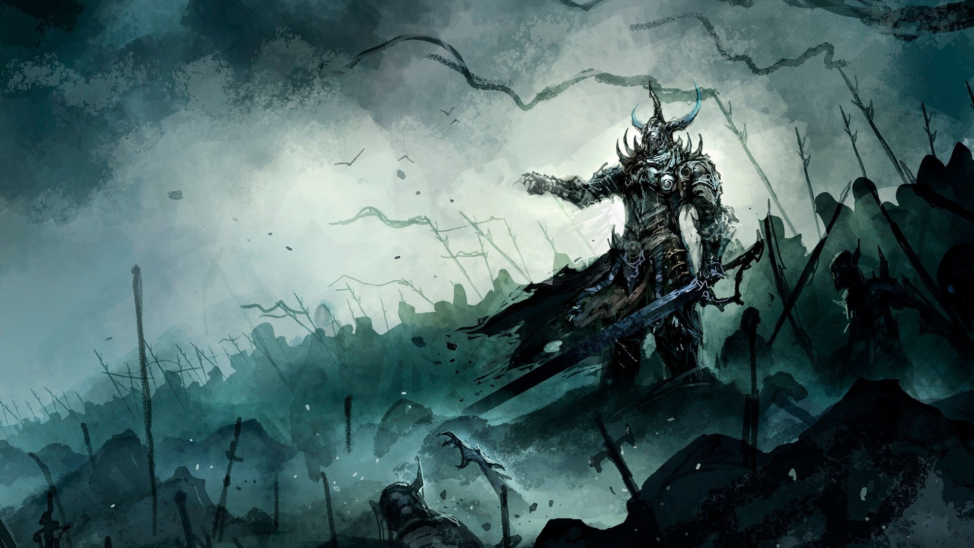 Fantasy warrior in armor leading an army HD Wallpaper