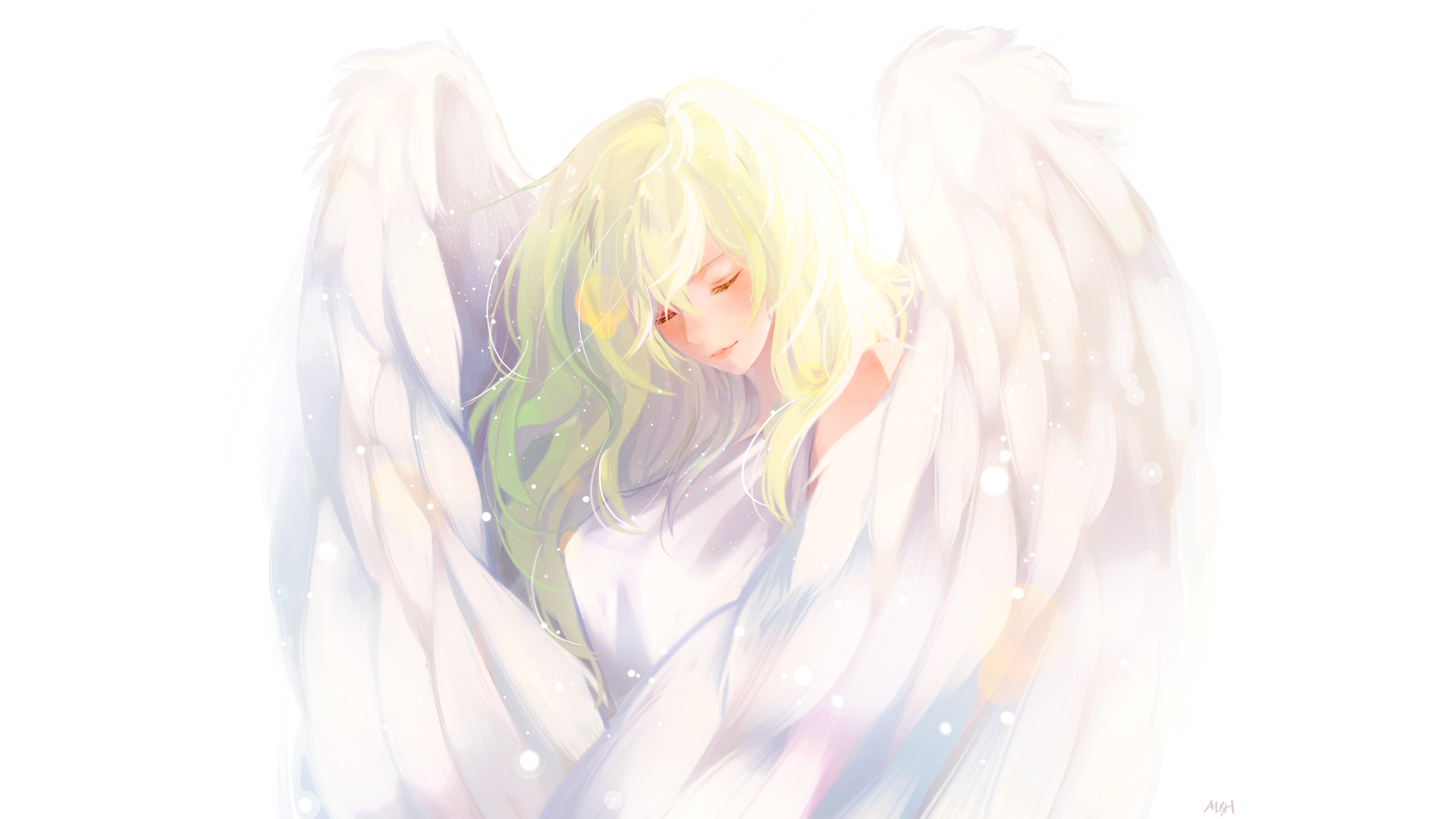 Anime girl with angel wings HD Wallpaper