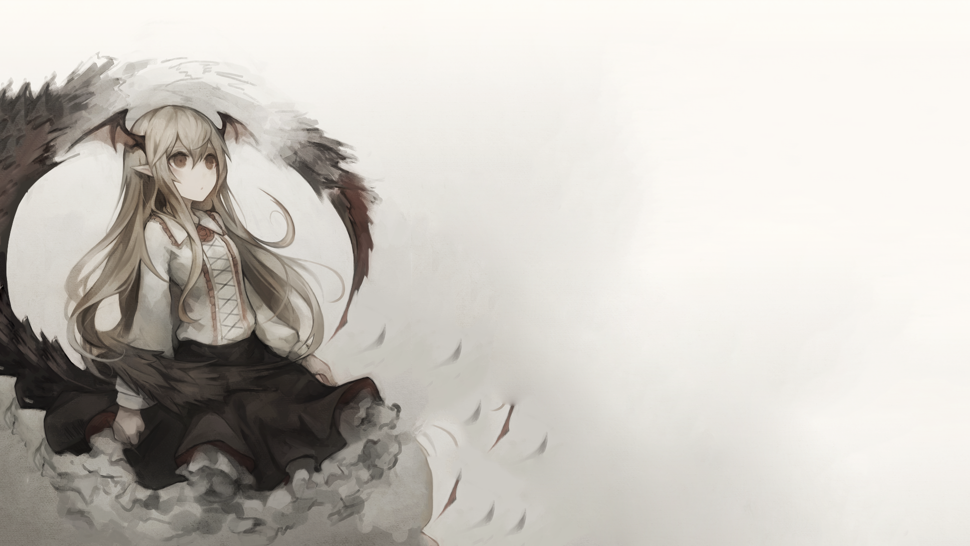 Anime girl with wings and horns HD Wallpaper