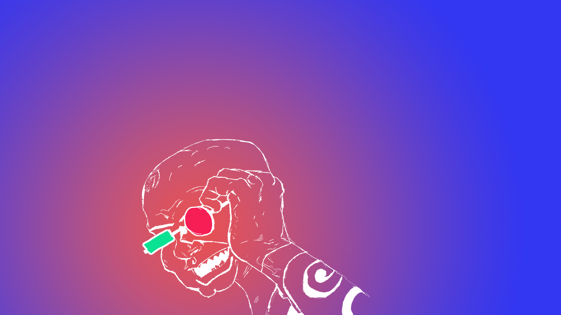 Illustration of a skull with a syringe and red circles HD Wallpaper