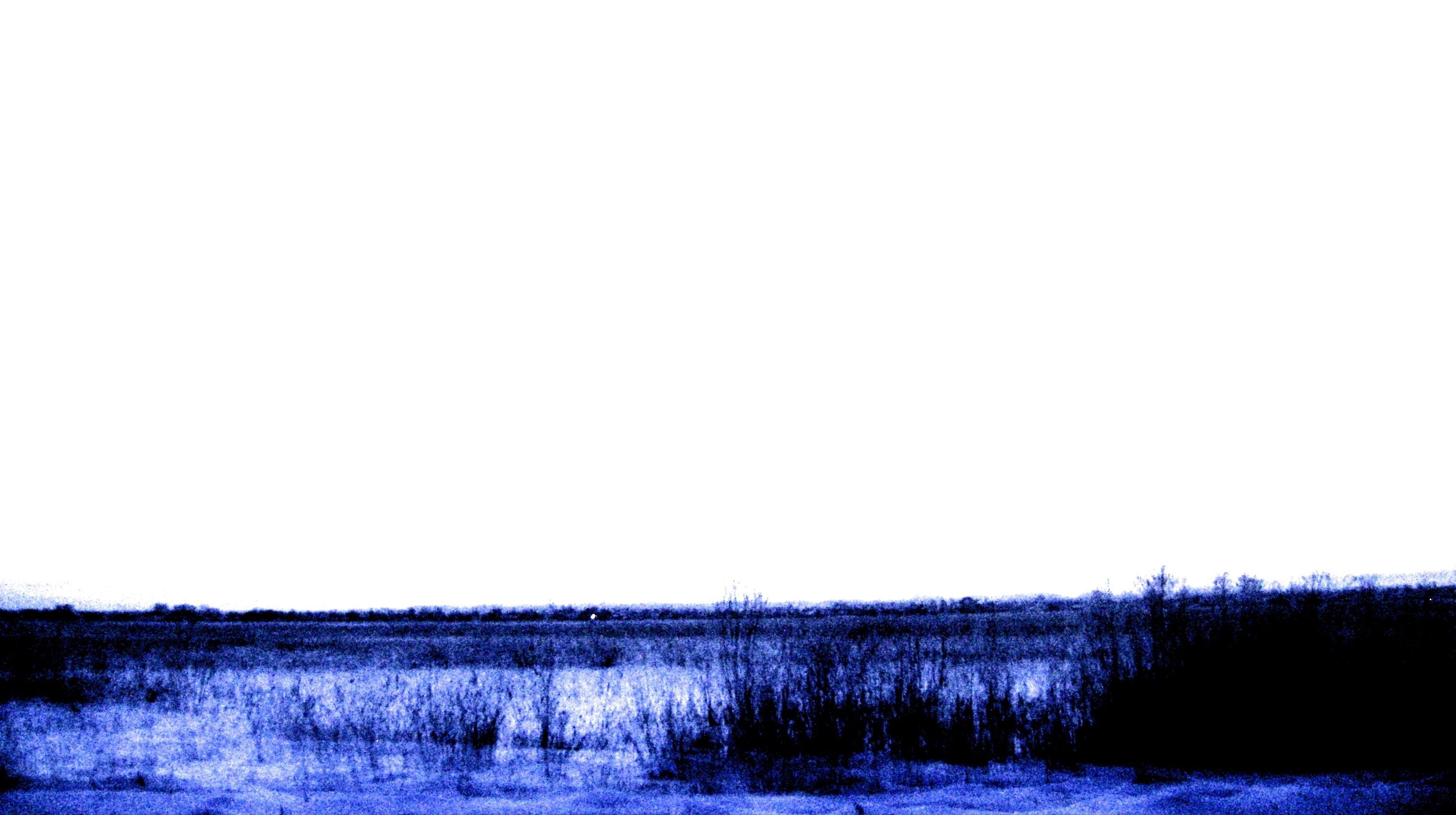 Glitch art landscape with blue water and white sky HD Wallpaper