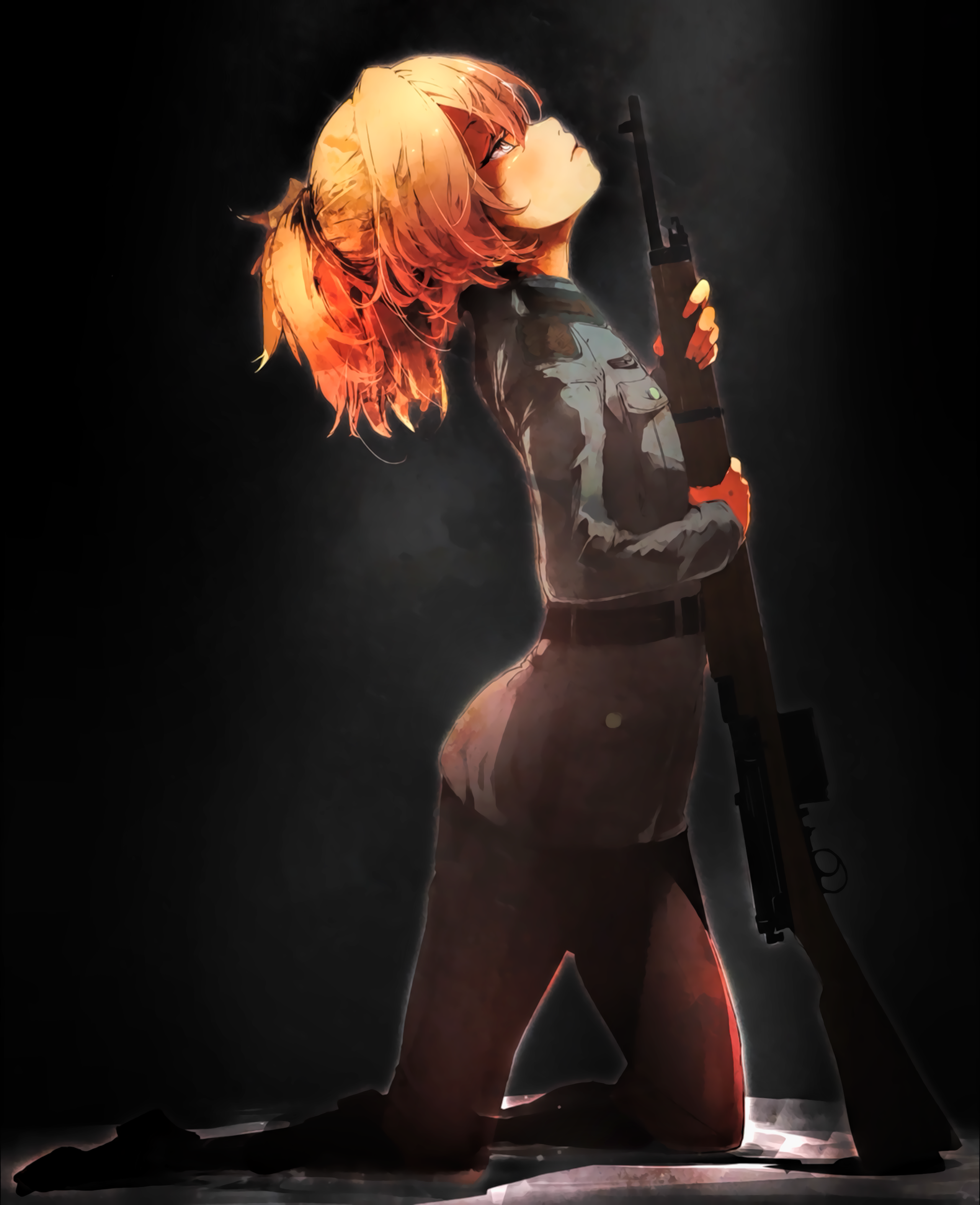 Tanya Degurechaff from Youjo Senki with a rifle HD Wallpaper