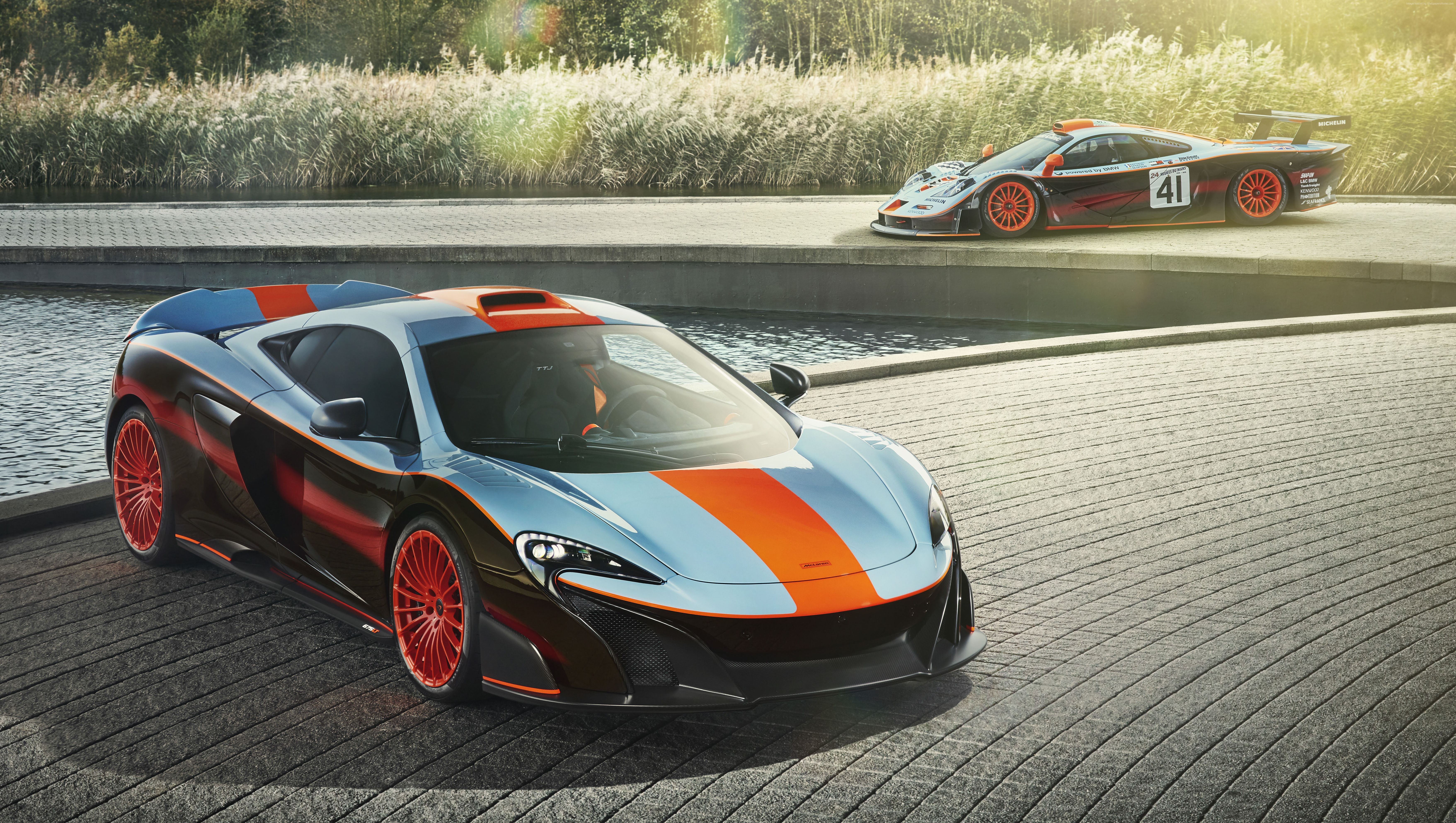 McLaren 675LT and F1 GTR with F1 GTR livery HD Wallpaper