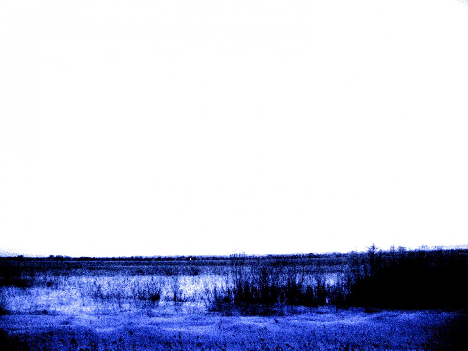 Glitch art of a blue landscape under a white sky HD Wallpaper