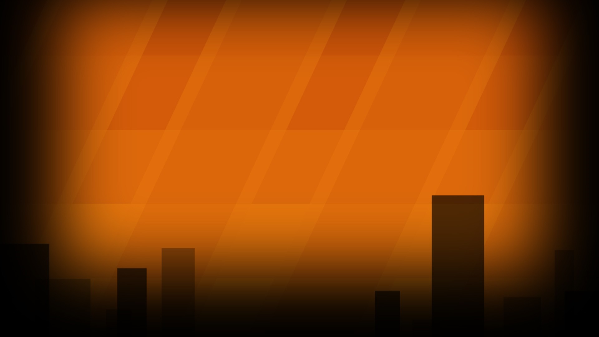 City skyline at sunset with orange light HD Wallpaper