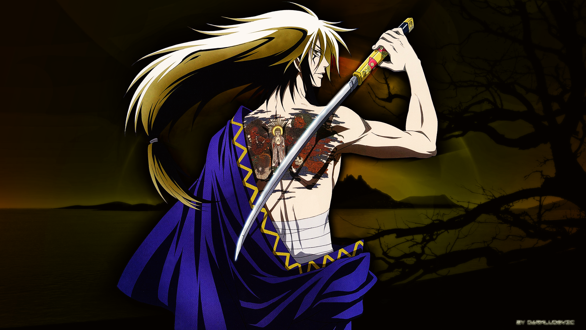 Rikuo Nura from Nurarihyon no Mago holding a katana HD Wallpaper
