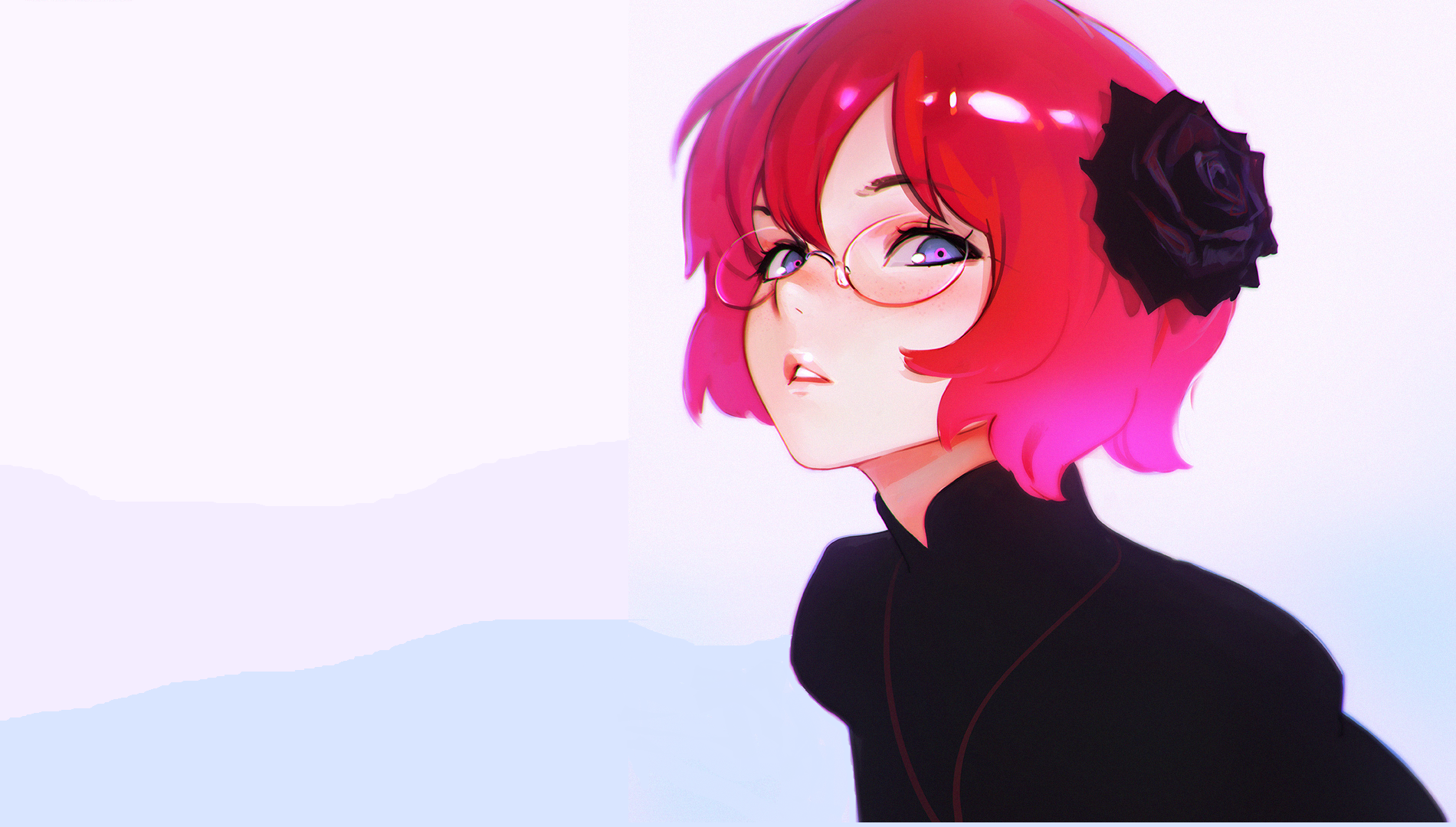 Anime girl with pink hair and glasses HD Wallpaper