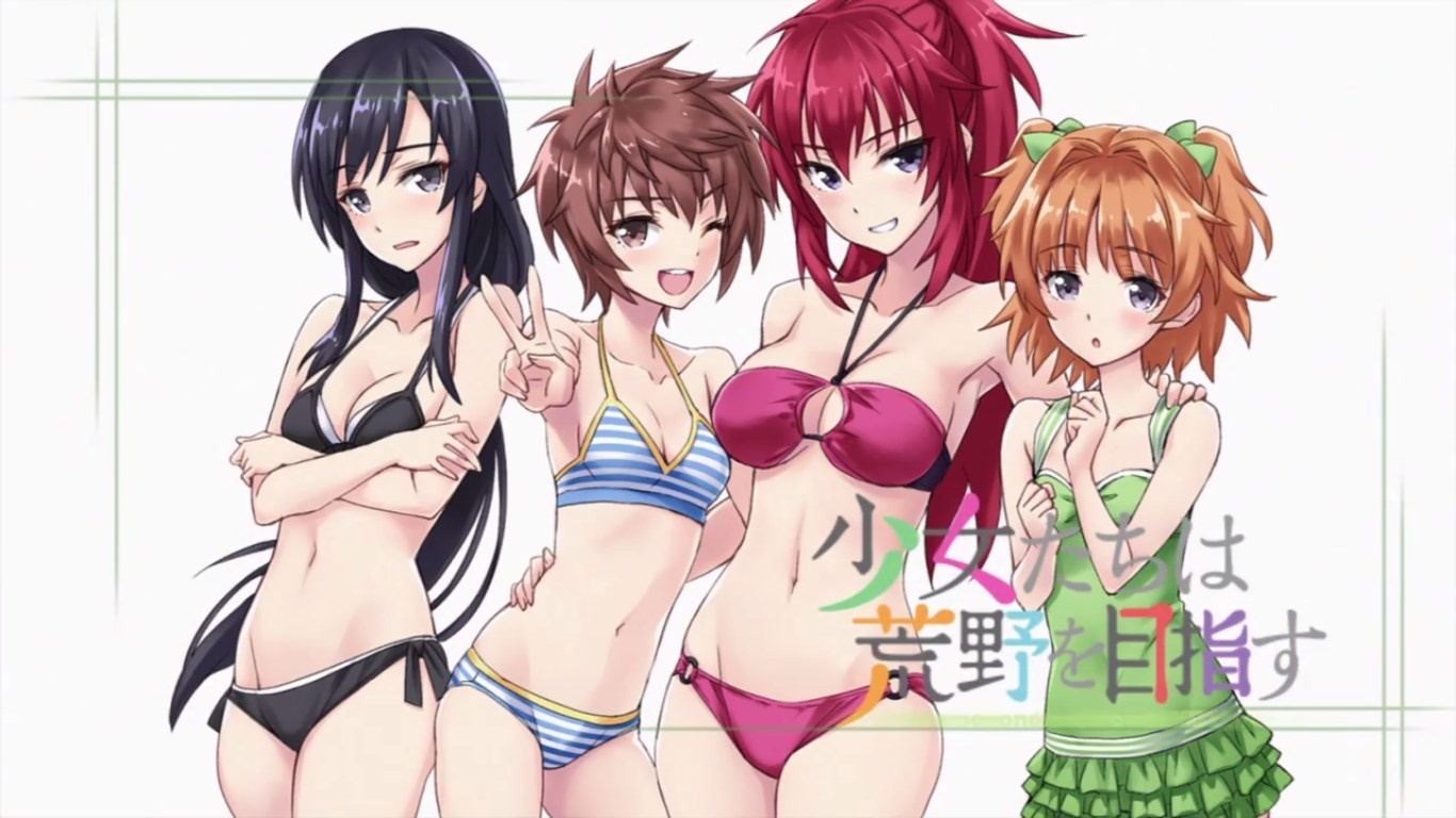Shoujo tachi wa Kouya wo Mezasu anime girls in swimsuits HD Wallpaper
