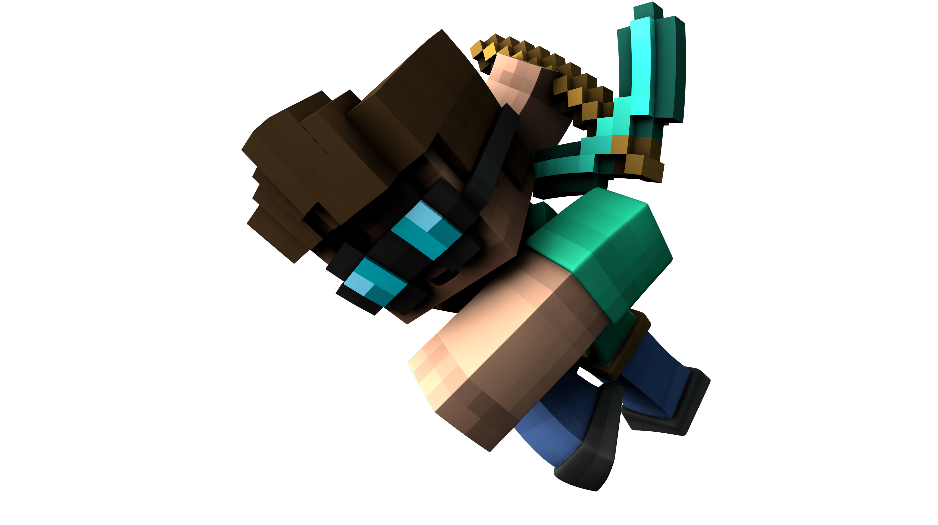 Minecraft character with diamond sword HD Wallpaper