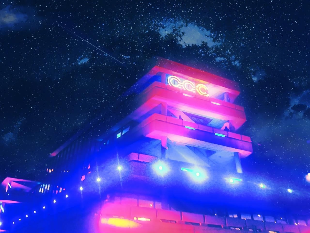 Building with CCC logo at night HD Wallpaper