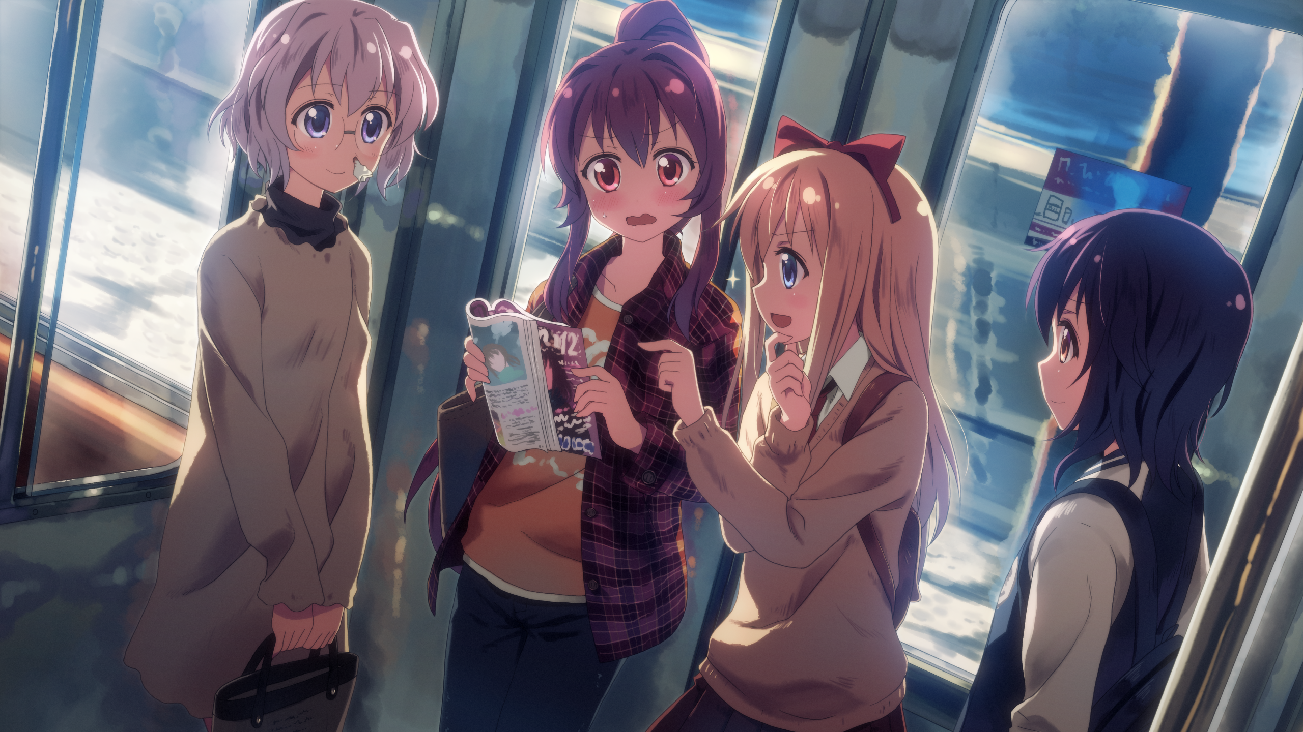 Yuru Yuri characters reading a magazine HD Wallpaper