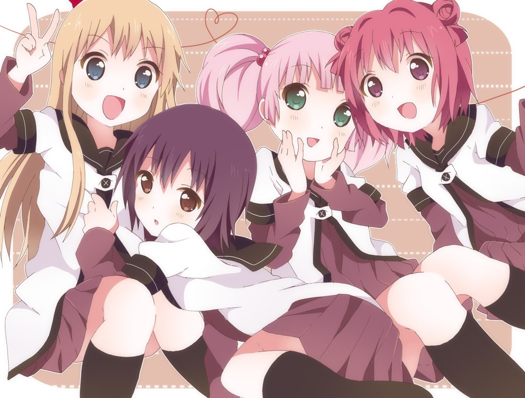 4 girls from Yuru Yuri HD Wallpaper