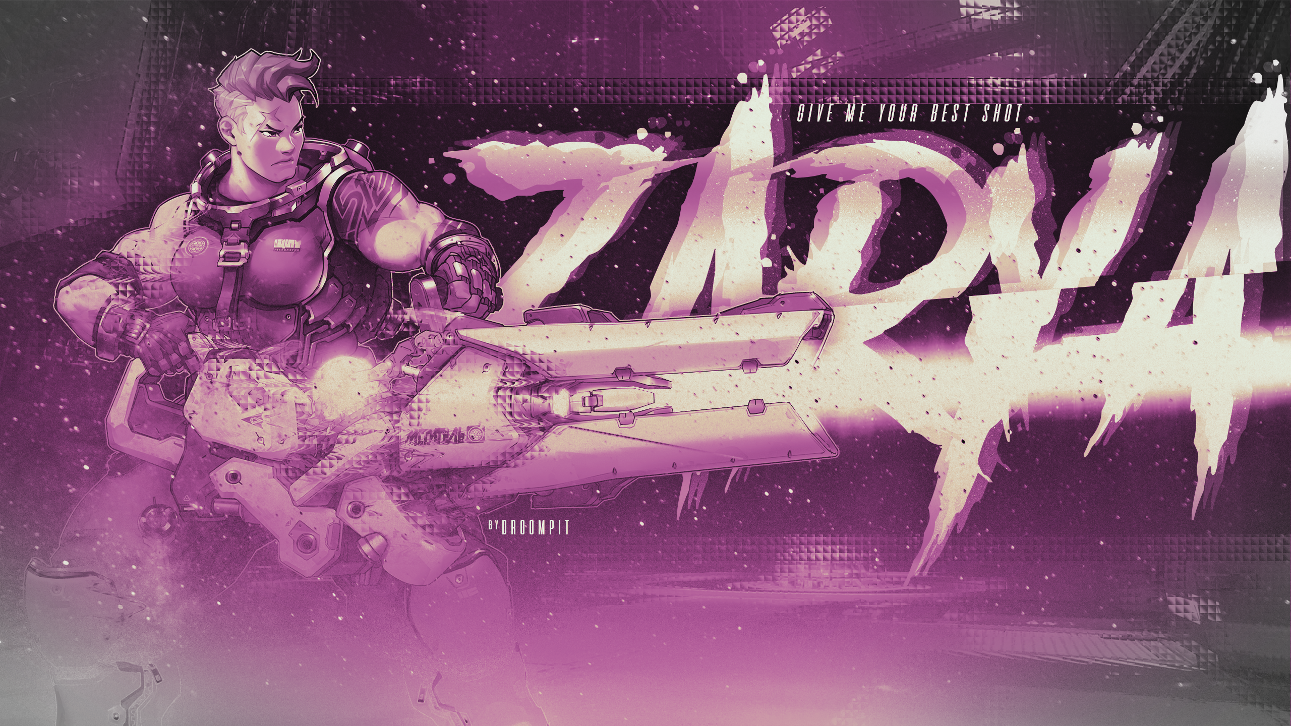 Zarya from Overwatch with particle cannon HD Wallpaper