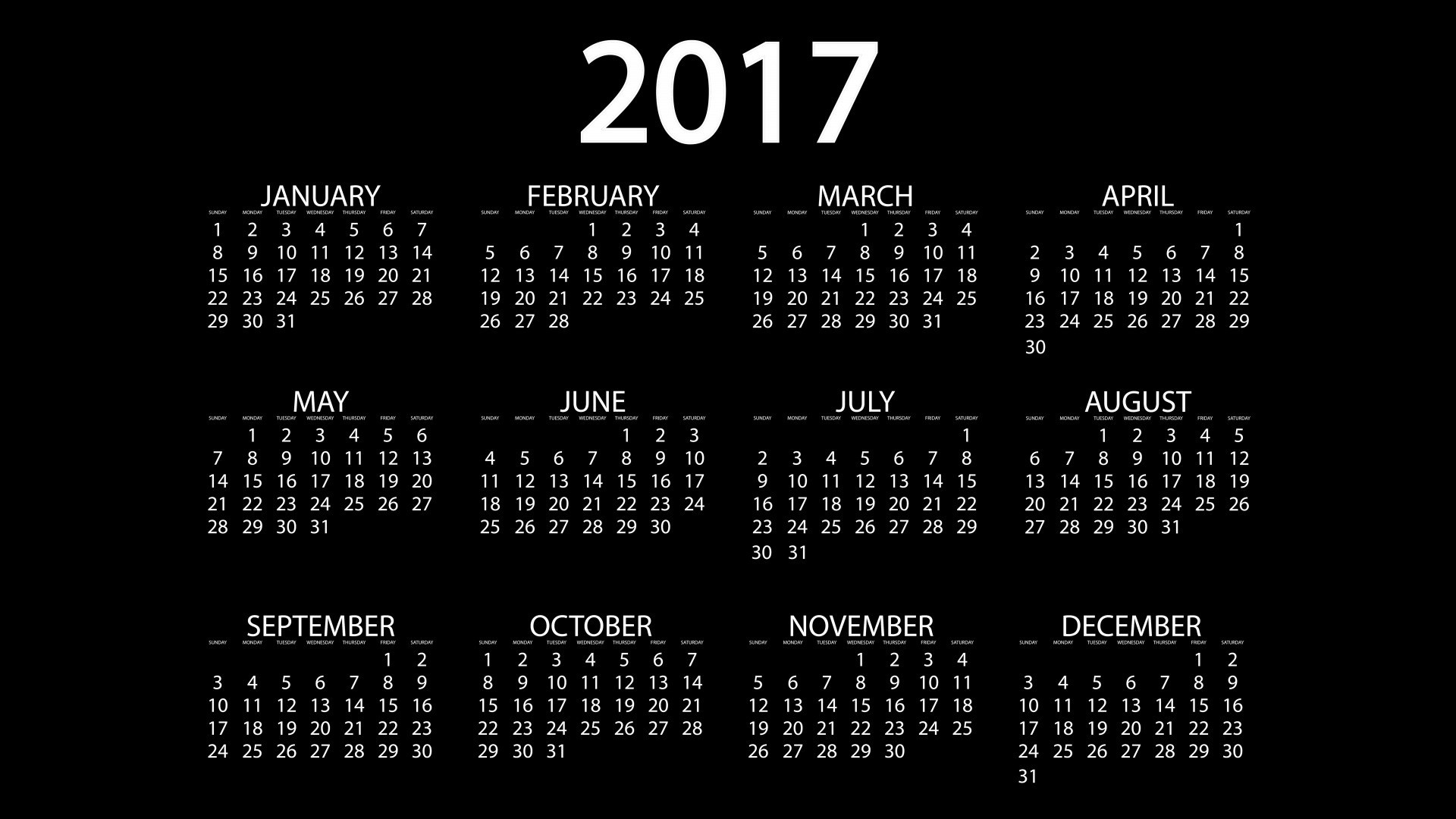 2017 Calendar HD Wallpaper