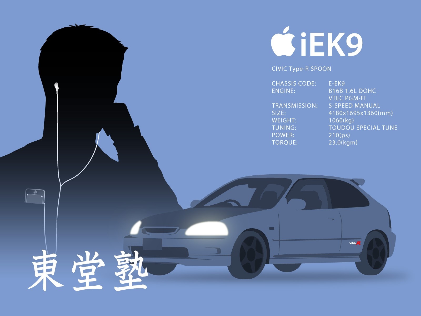Honda Civic Type-R EK9 with "iEK9" branding HD Wallpaper