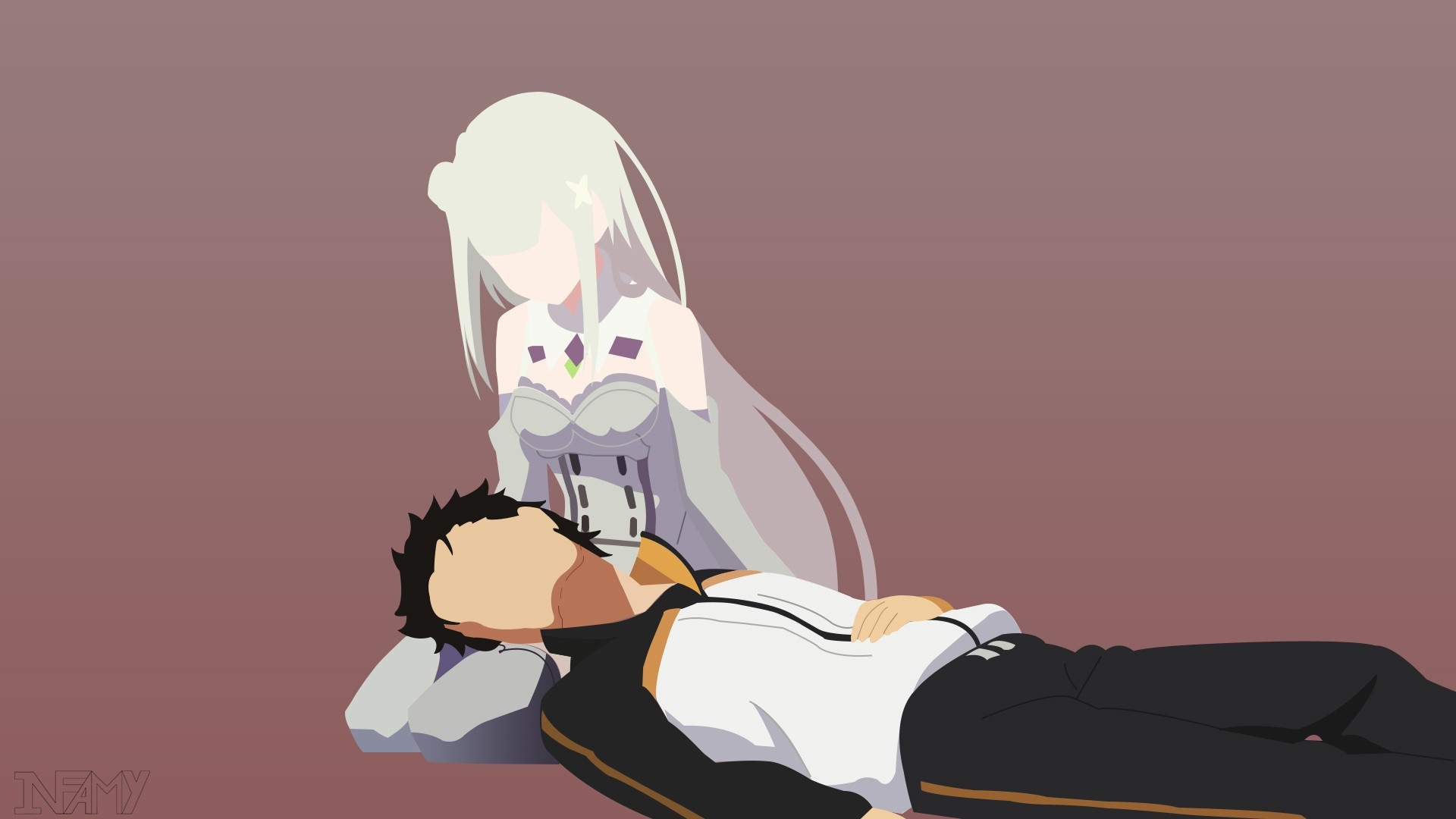 Emilia and Natsuki Subaru from Re:Zero HD Wallpaper