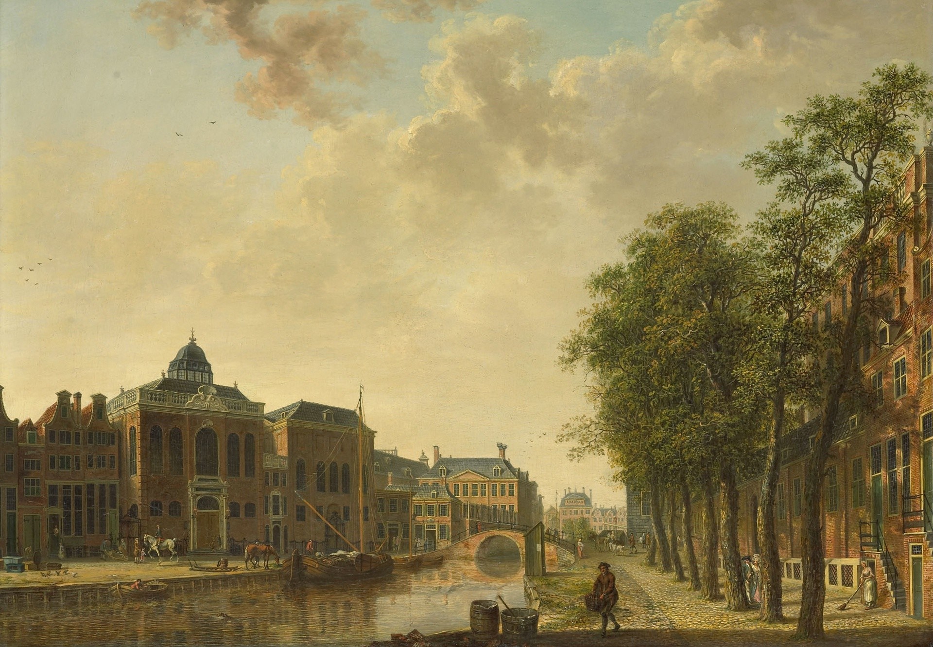 Canal scene in Amsterdam by Hendrik Keun HD Wallpaper