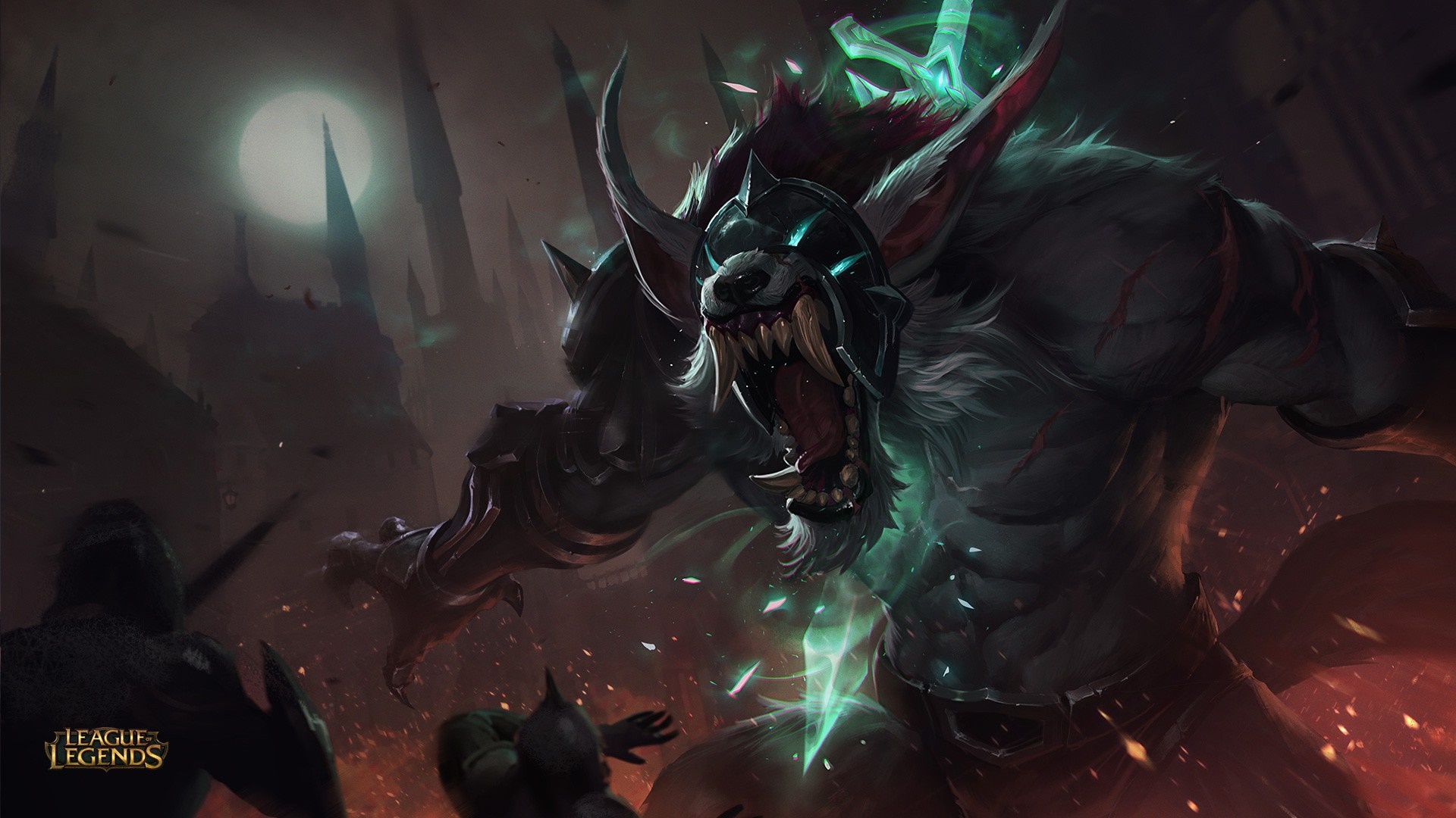 Warwick from League of Legends in a dark setting HD Wallpaper