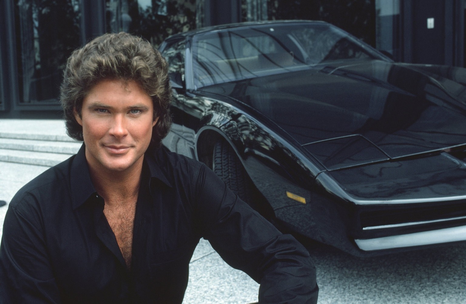 David Hasselhoff as Michael Knight with K.I.T.T. from Knight Rider HD Wallpaper