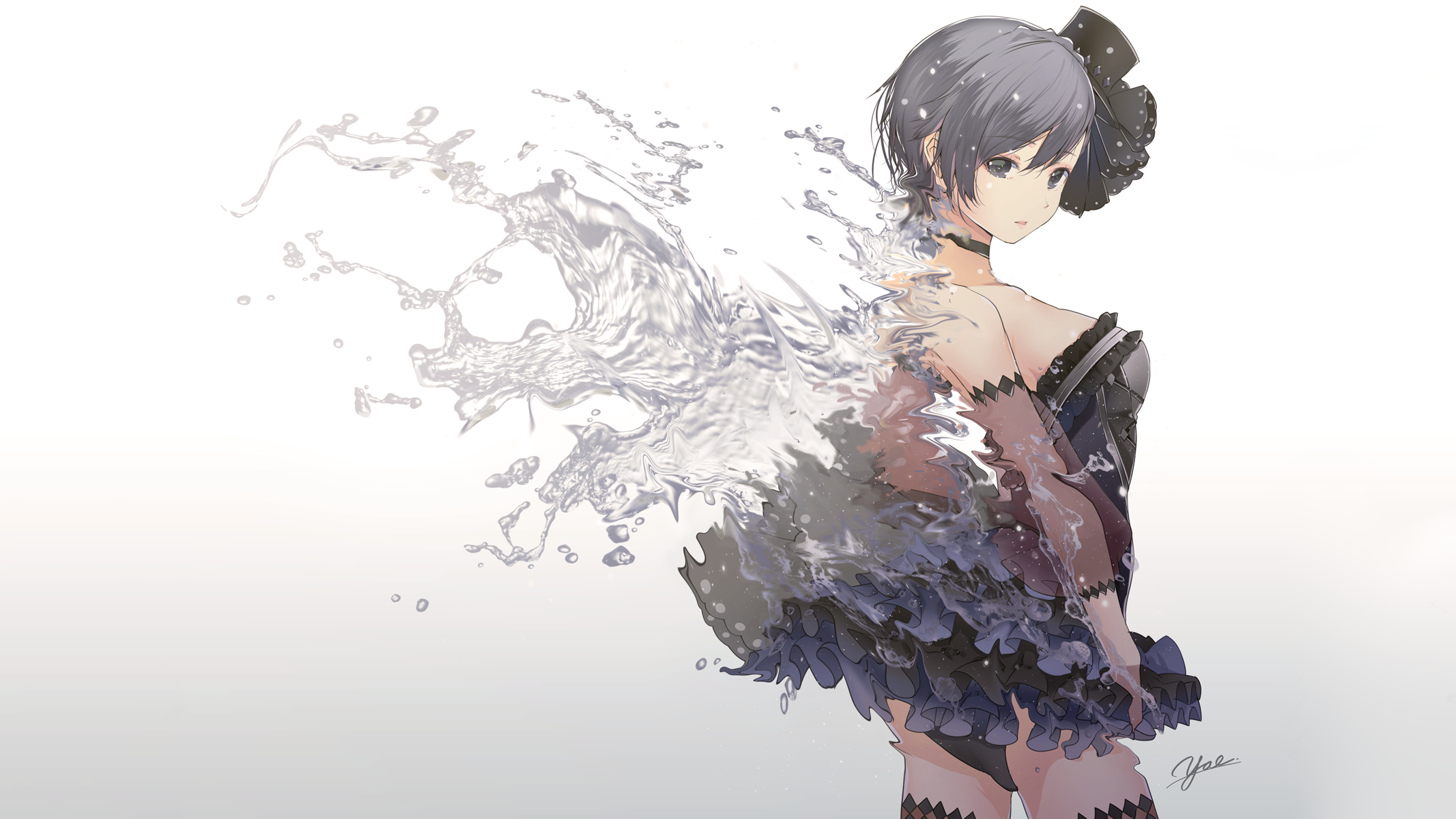 Anime girl dissolving into water HD Wallpaper