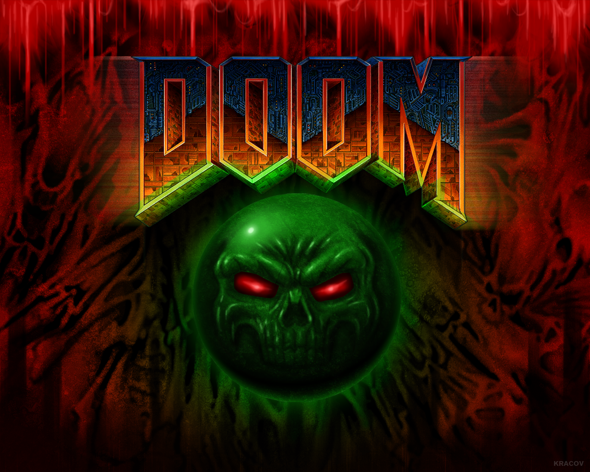 Doom video game logo with demon skull HD Wallpaper