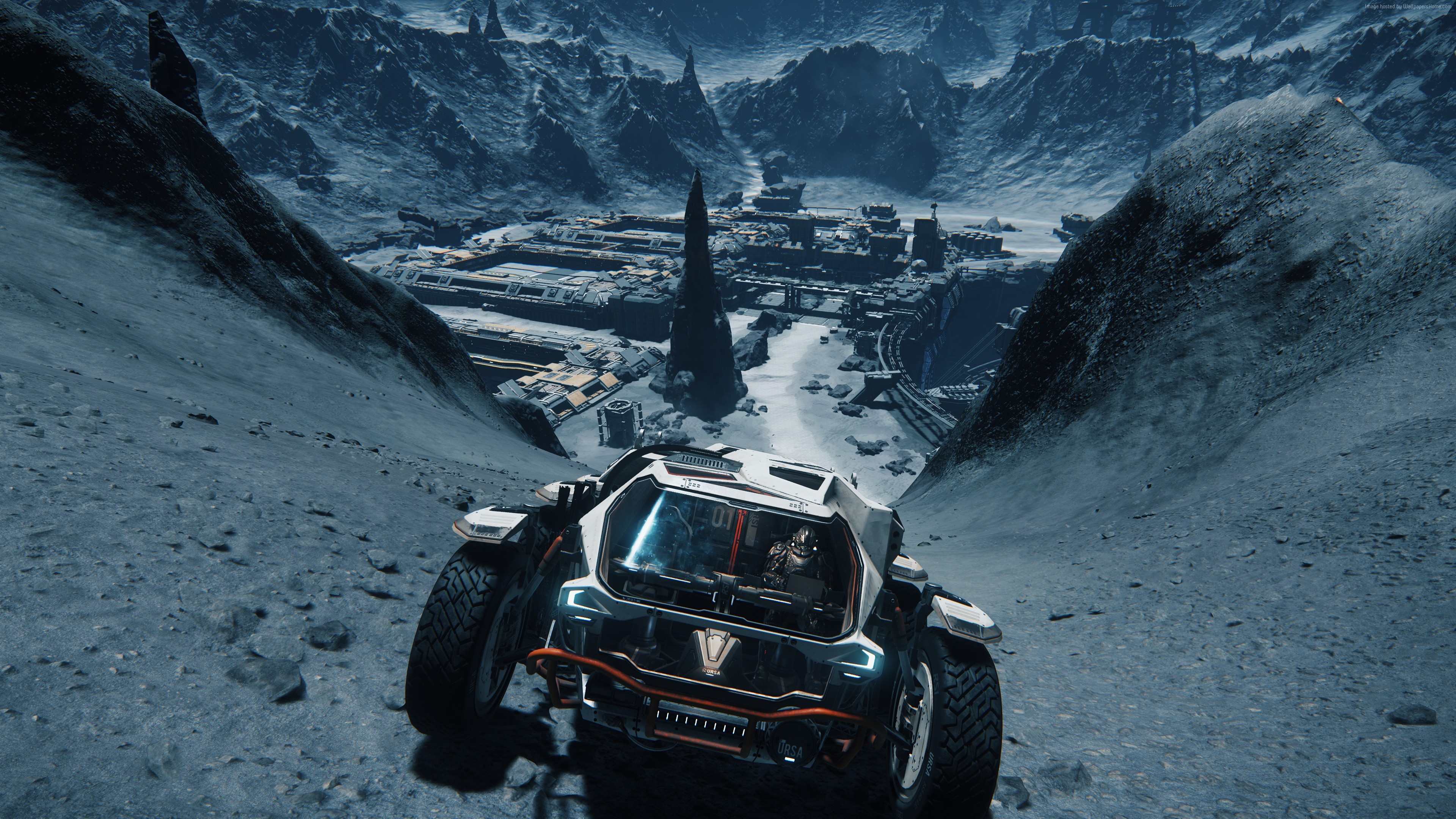 Star Citizen 4K screenshot of a vehicle on a rocky planet HD Wallpaper