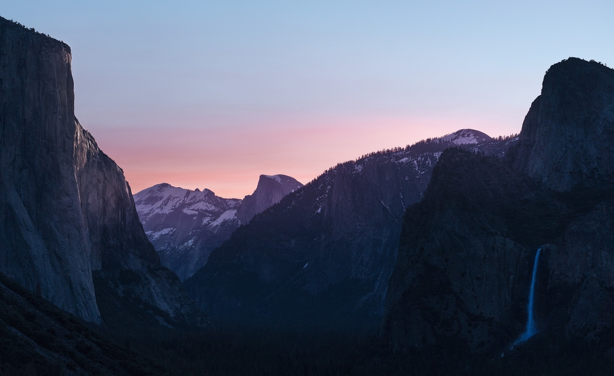 Yosemite National Park at sunrise with waterfall HD Wallpaper