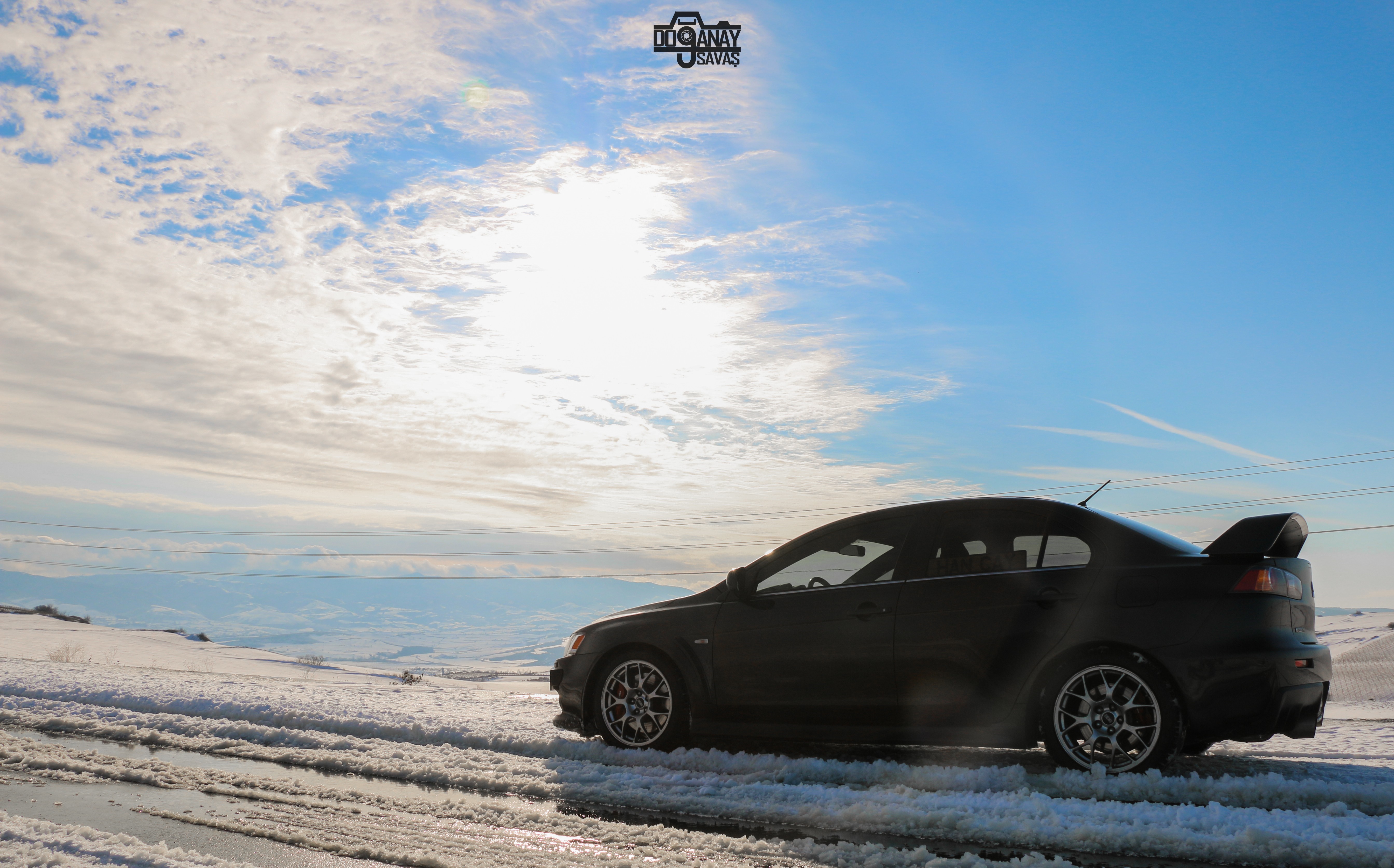 Black Mitsubishi Lancer Evolution MR in Snow HD Wallpaper