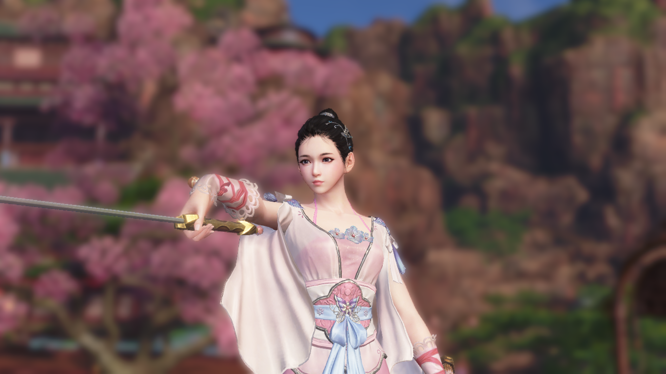 Woman in traditional Chinese dress holding a sword HD Wallpaper
