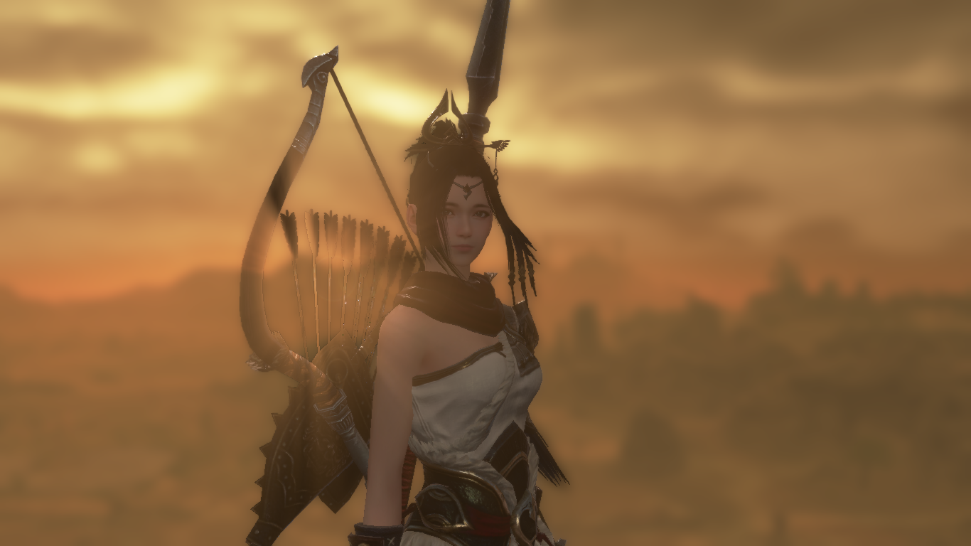 Woman with bow and arrows at sunset HD Wallpaper