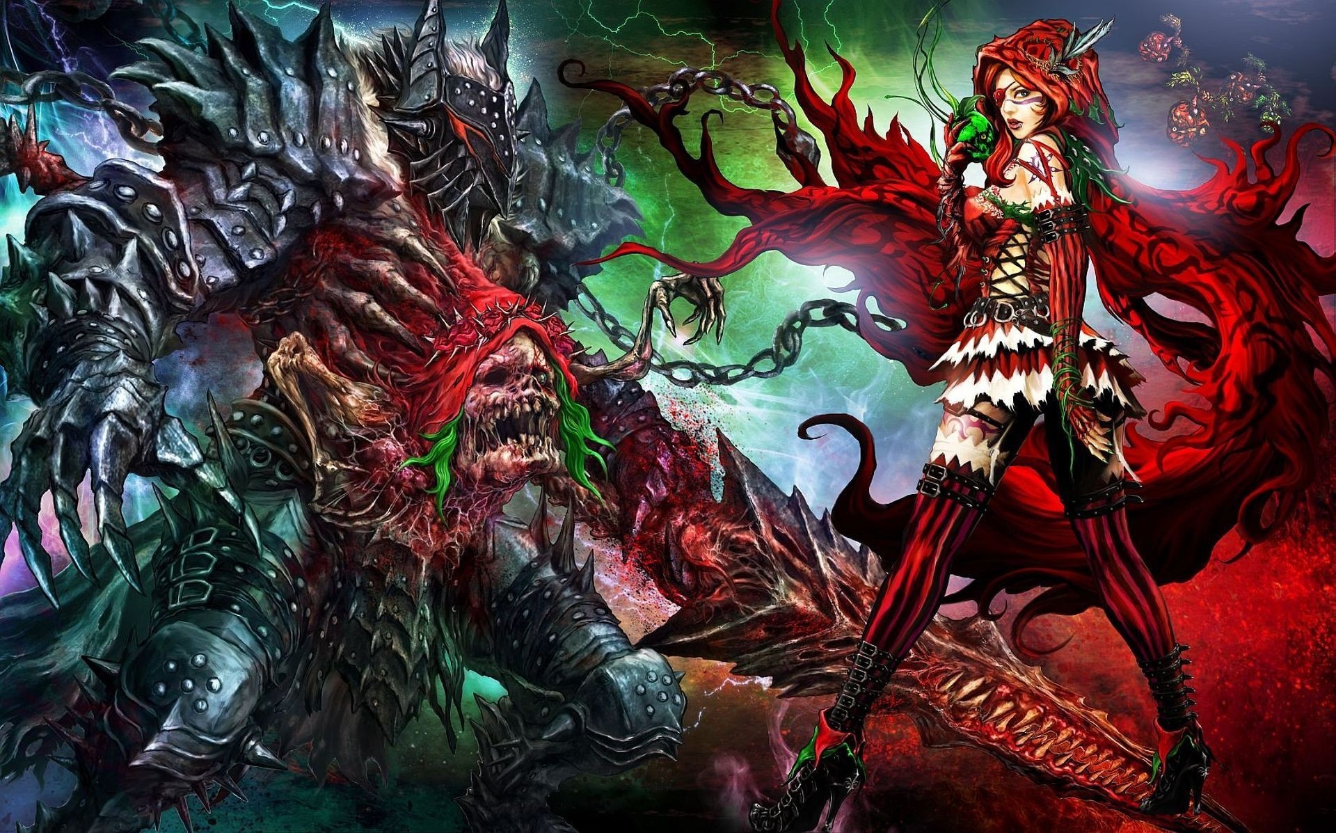 Soul Sacrifice artwork featuring Little Red Riding Hood and a warlord HD Wallpaper