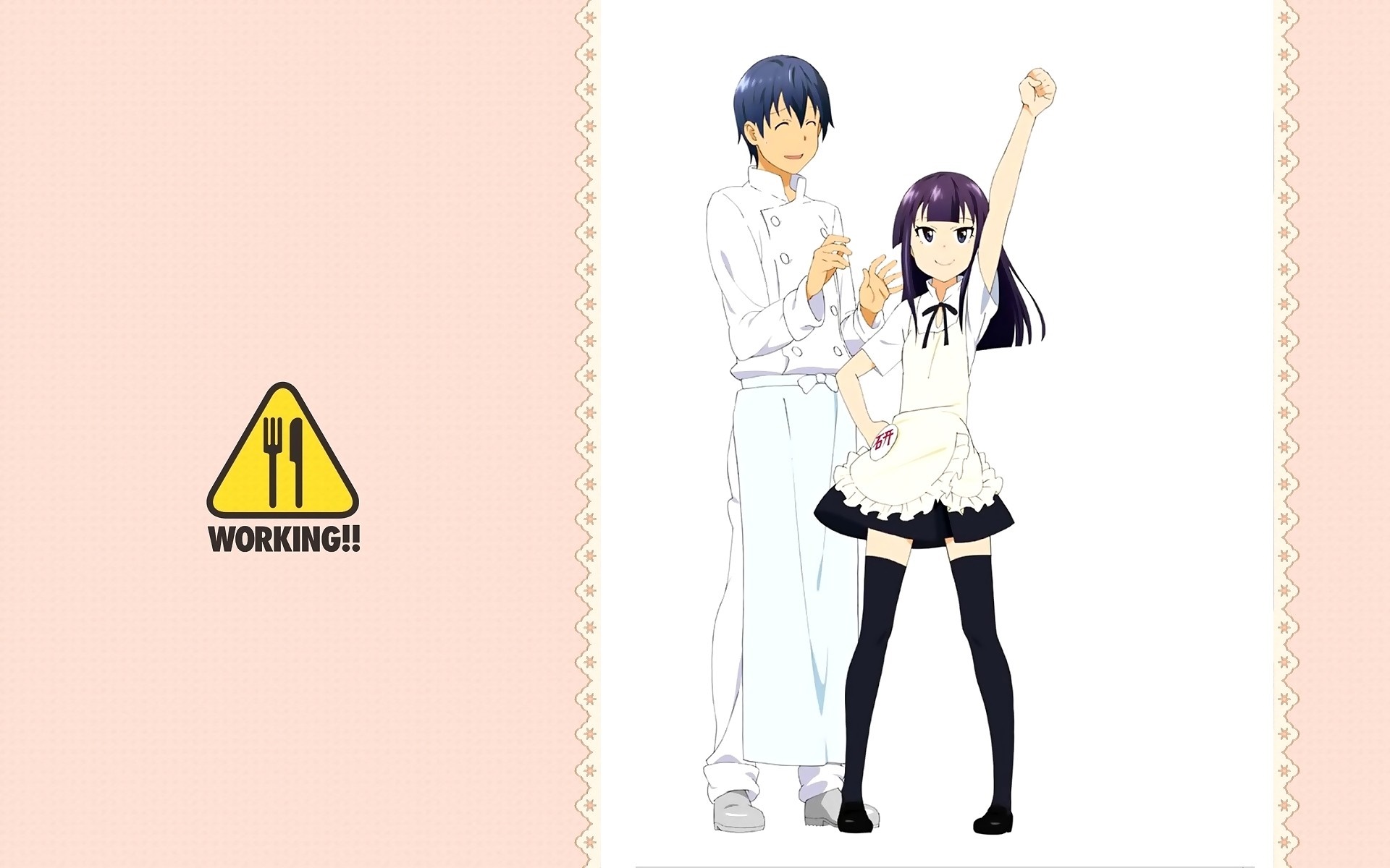 Working!! Anime Illustration with Yamada Aoi and Souma Hiroomi HD Wallpaper