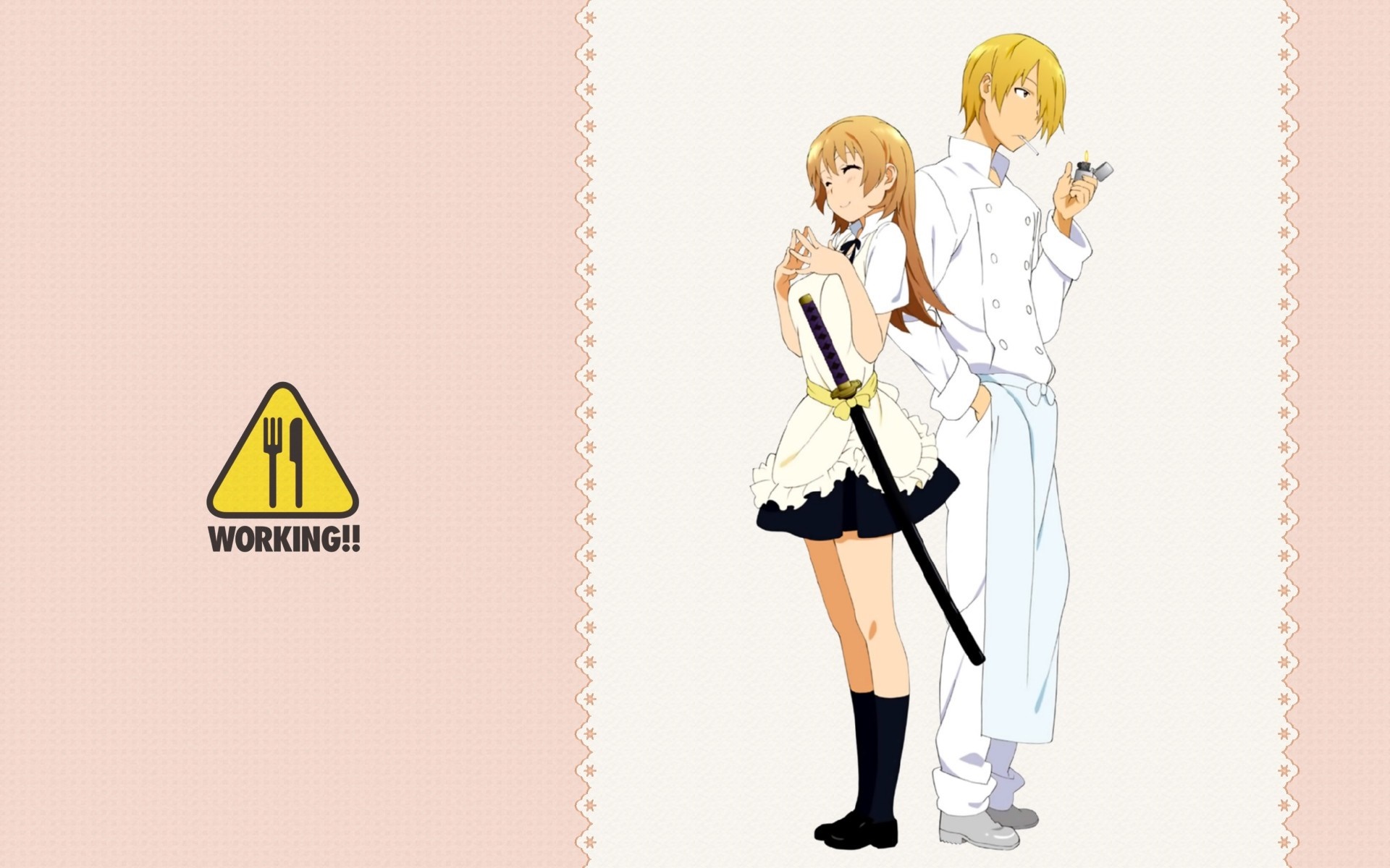 Working!! Satou Jun and Todoroki Yachiyo HD Wallpaper