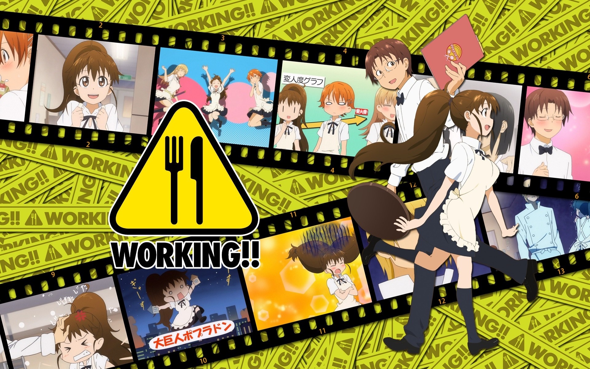 Working!! anime collage with characters HD Wallpaper