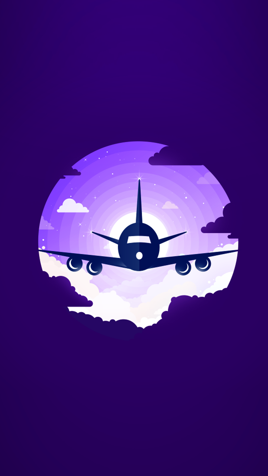 Airplane flying through clouds at night HD Wallpaper