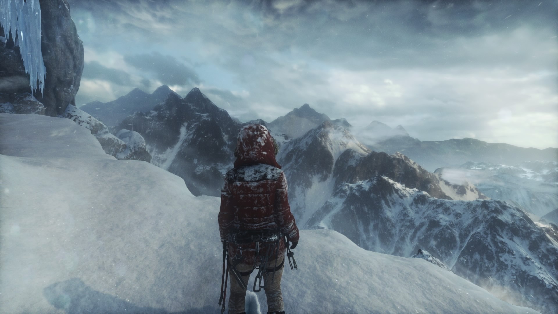 Lara Croft from Tomb Raider on a snowy mountain HD Wallpaper